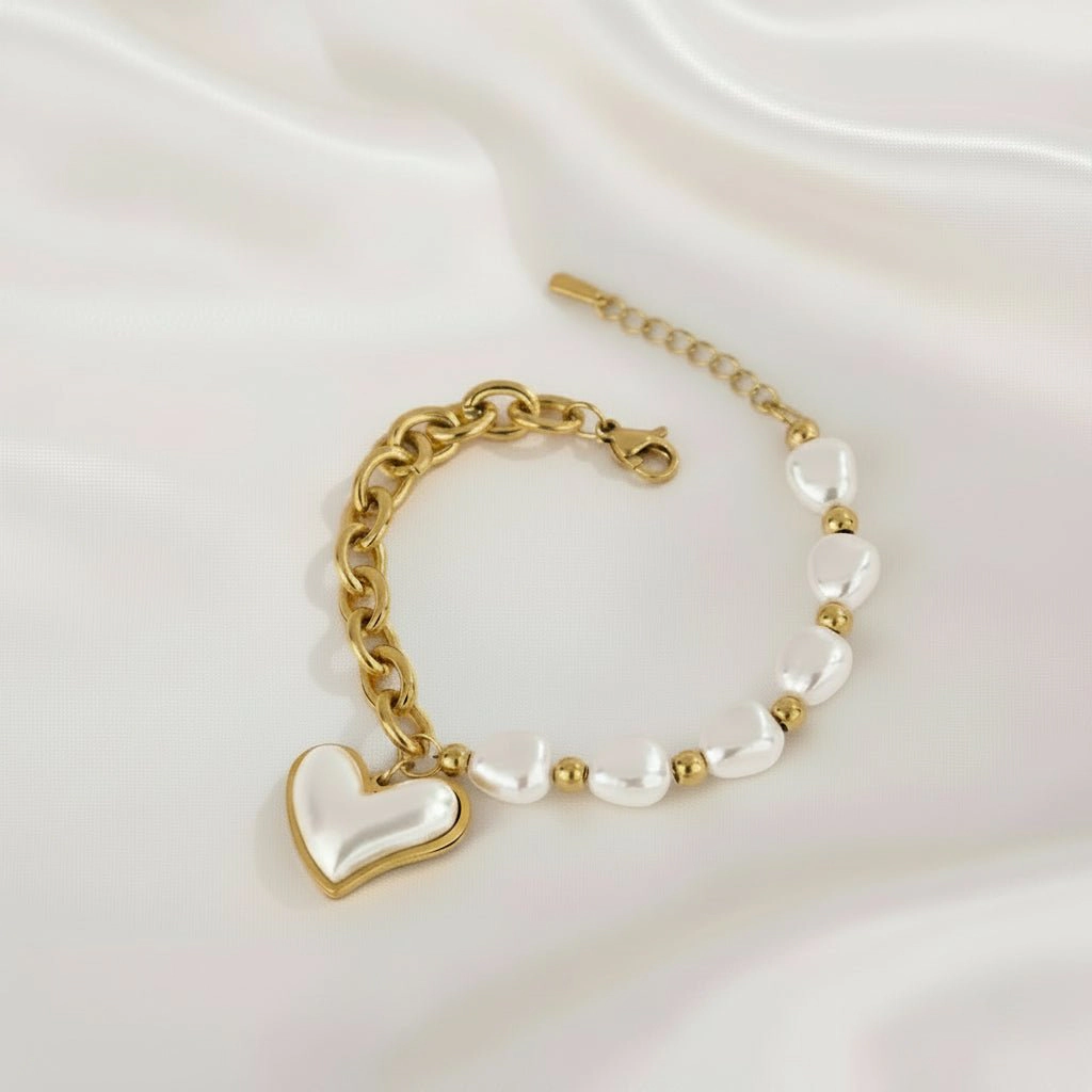 DressAtR Women's Simulated Pearl Gold Plated Bracelet