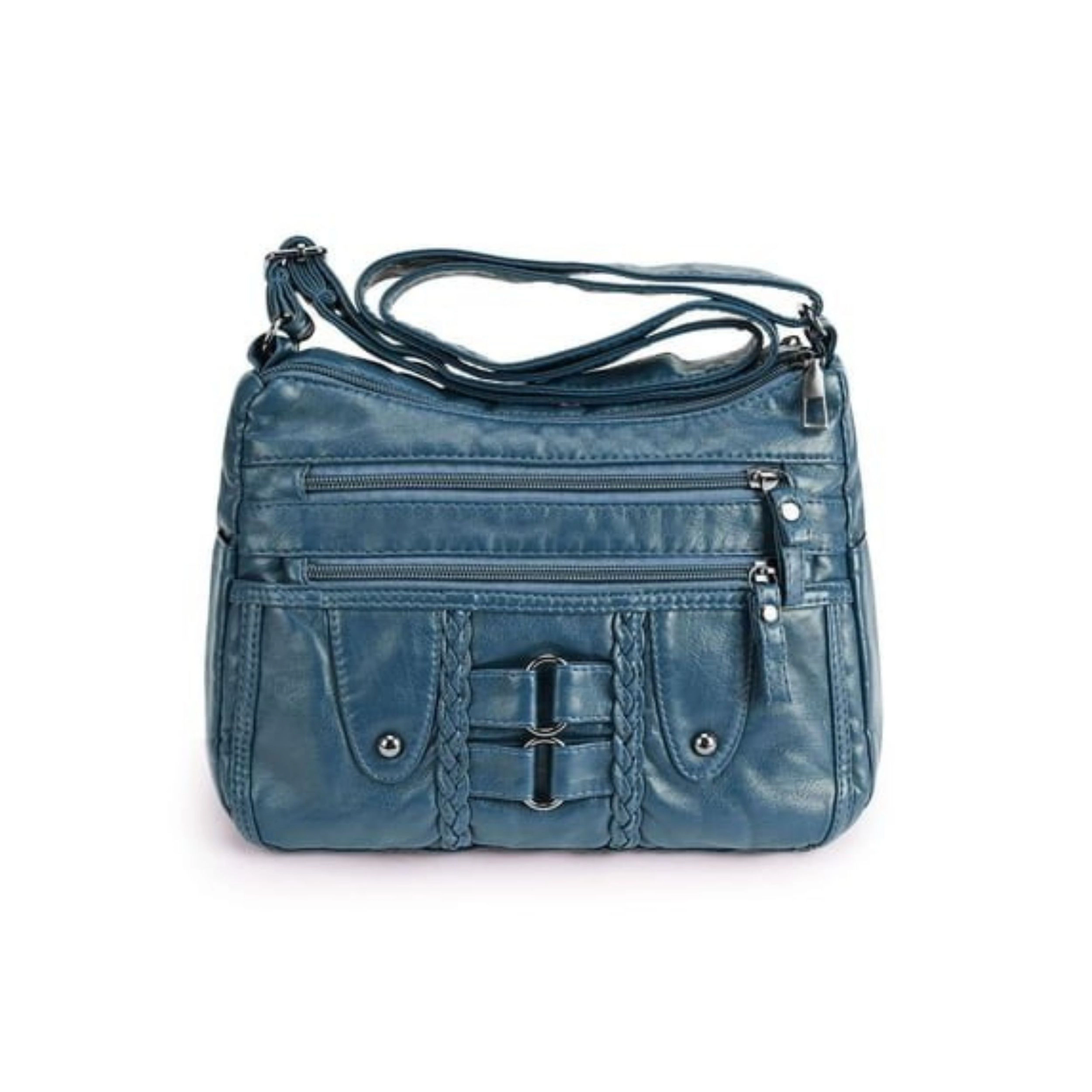 Home Collection Women’s Soft PU Leather Multi Pocket Crossbody Shoulder Bag