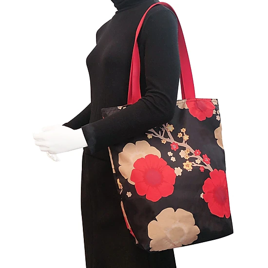 Wrapables Carryall Shopping Travel Tote Bag with Durable Ripstop Polyester, Midnight Floral