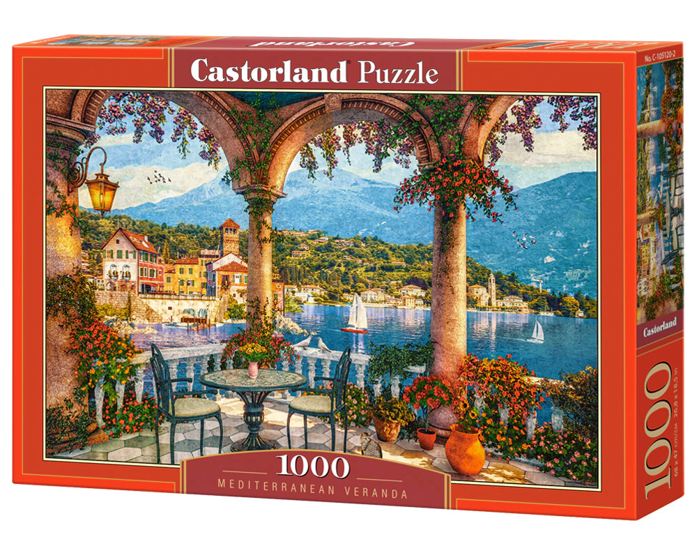 CASTORLAND 1000 Piece Jigsaw Puzzles, Mediterranean Veranda, Italian mountain lake, C-105120-2