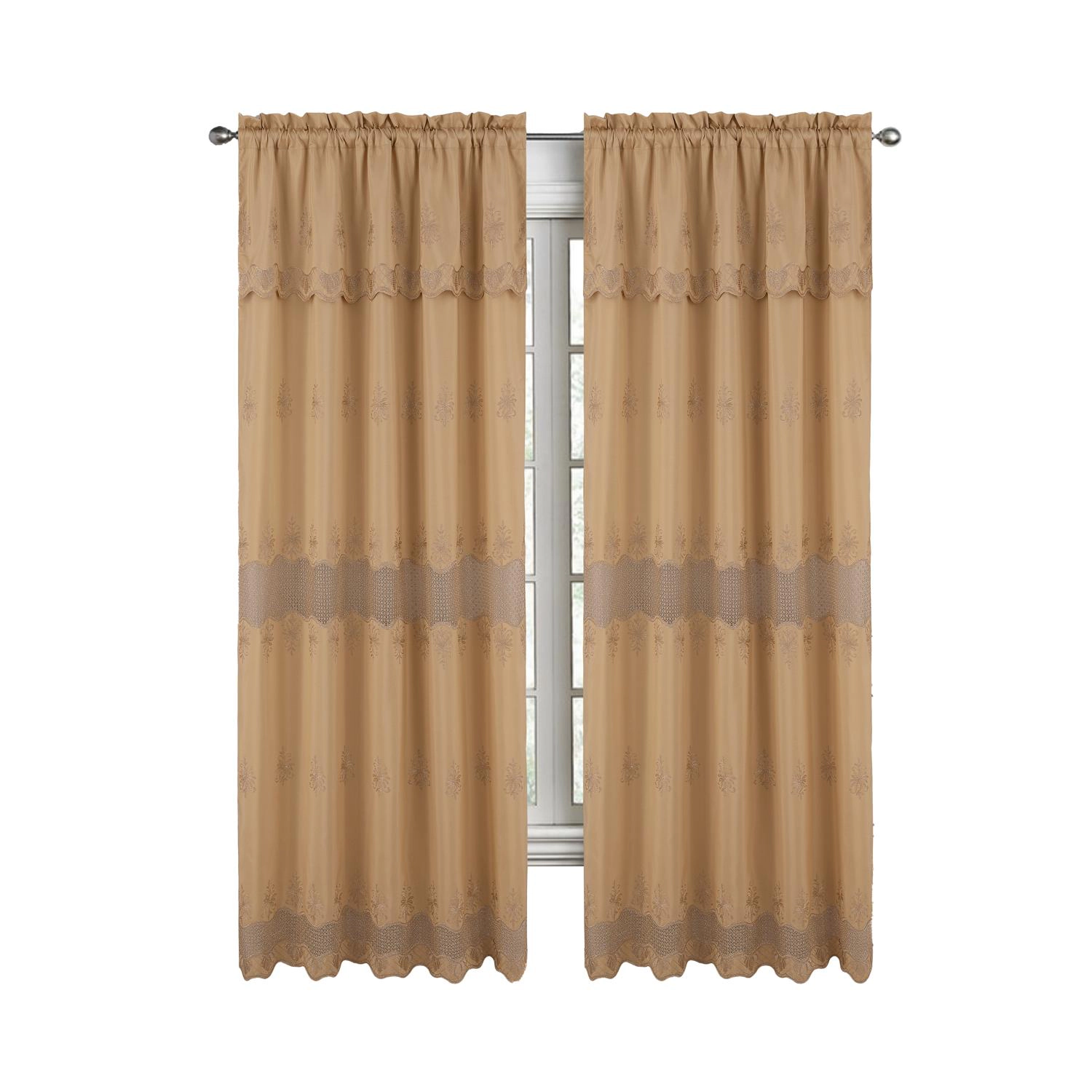 RT Designers Collection Donna Macrame Construction 3" Rod Pocket Curtain Panel 54" x 90" Gold