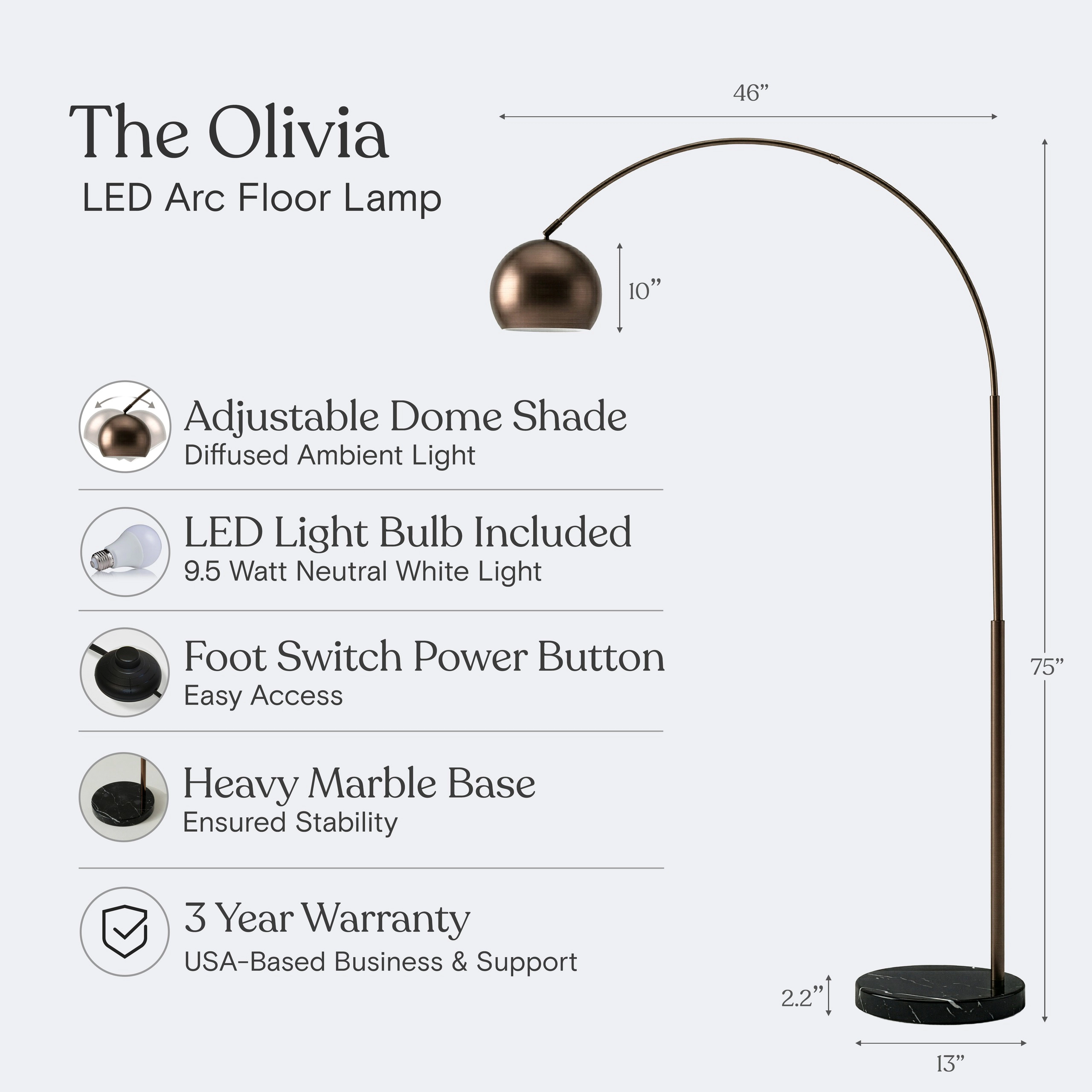 Brightech Olivia Marble Adjustable Floor Lamp
