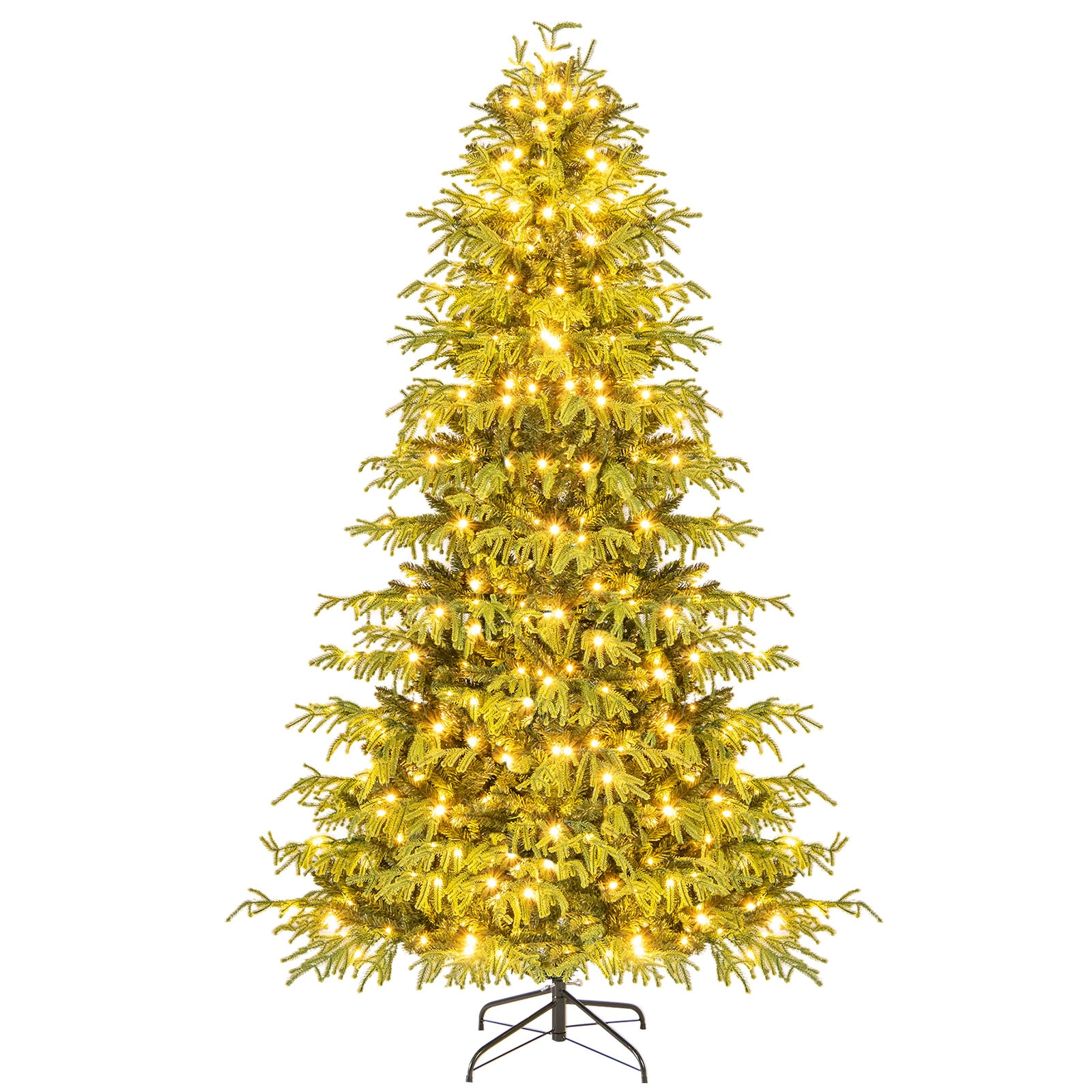 SUGIFT 7-ft Green Pre-Lit Artificial Christmas Tree with 1090 Mixed TPE and PVC Tips and 370 LED Lights