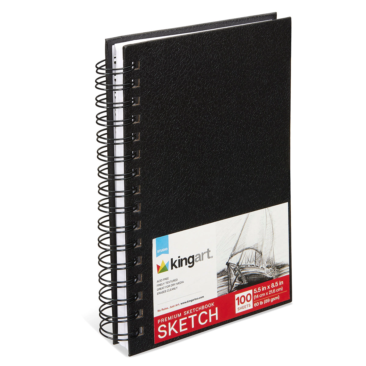 KINGART Hardcover Spiral Sketchbooks 5.5" x 8.5" - 2 Pack - 100 Sheets Each