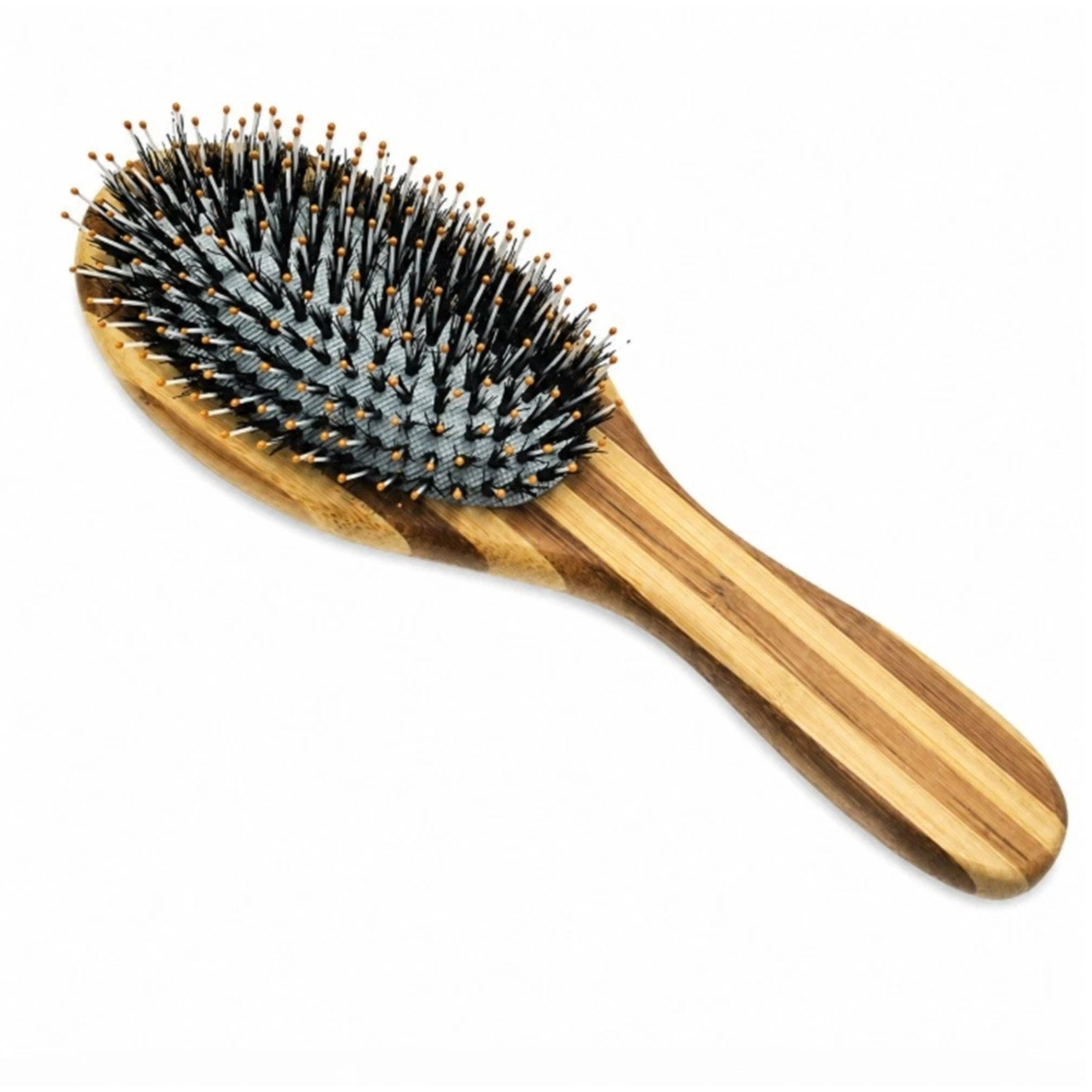 Home Collection Boar Bristle Hair Brush with Bamboo Handle for All Hair Types
