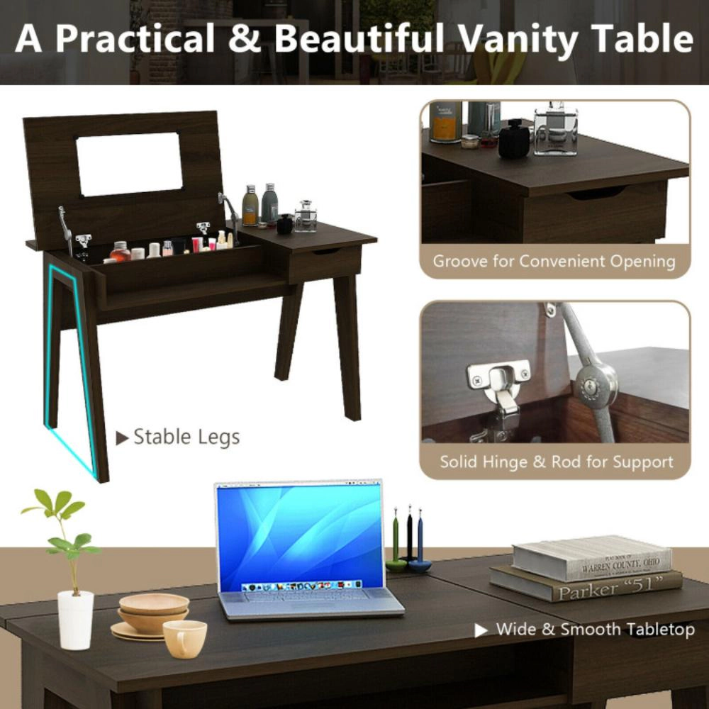 Hivvago Dressing Table With Flip Mirror And Storage Drawer