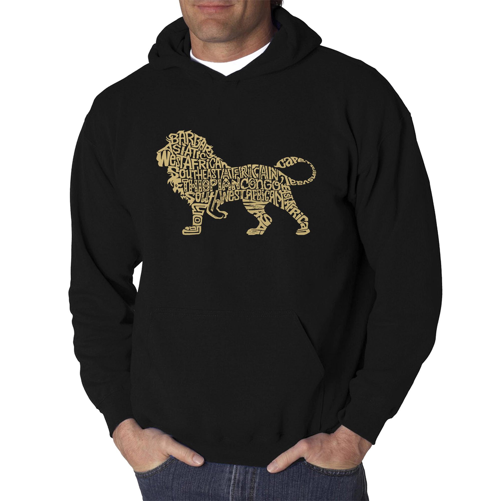 LA Pop Art Lion - Men's Word Hooded Sweatshirt