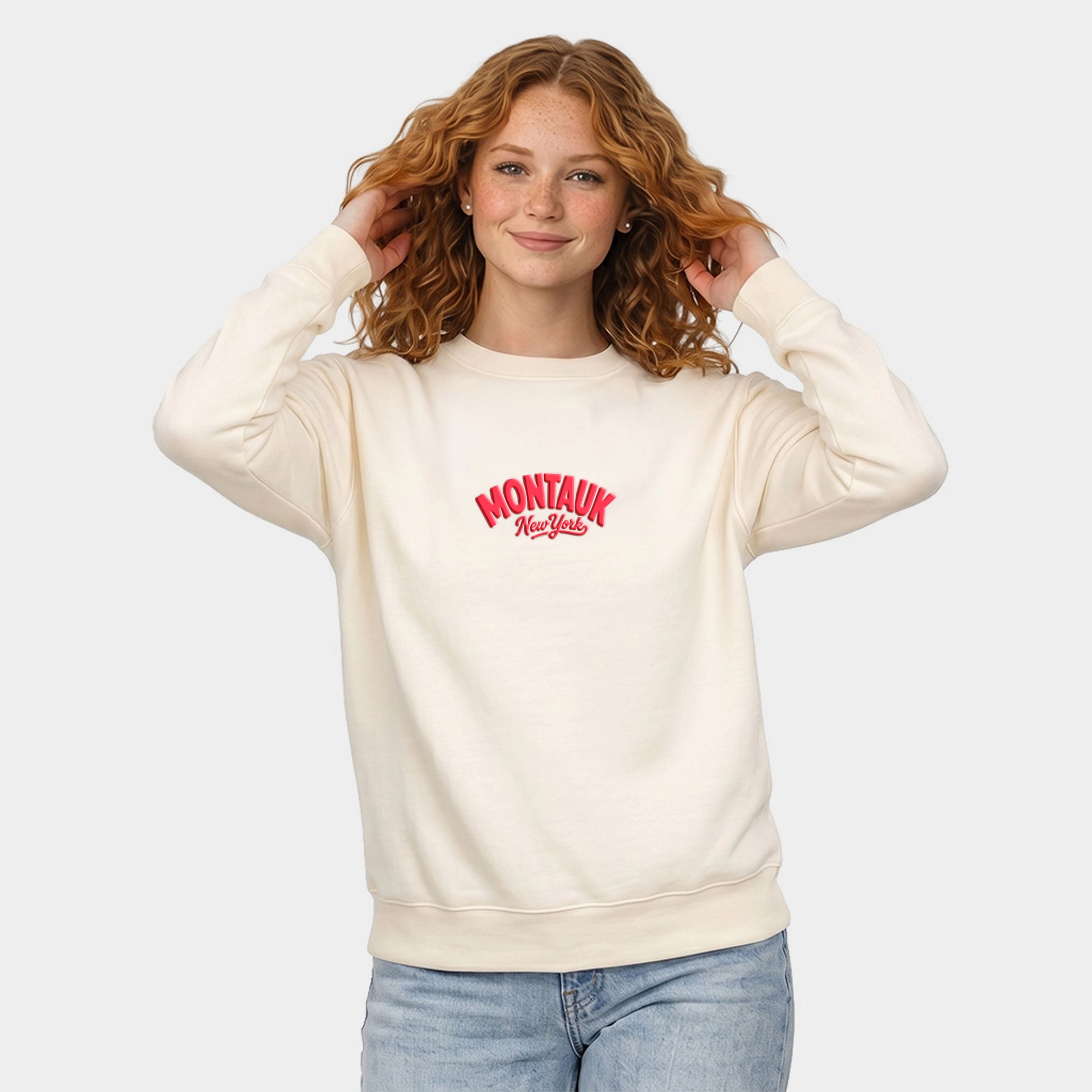 Simply Sage Market - Women's Graphic Sweatshirt Montauk Vibrant Puff Print