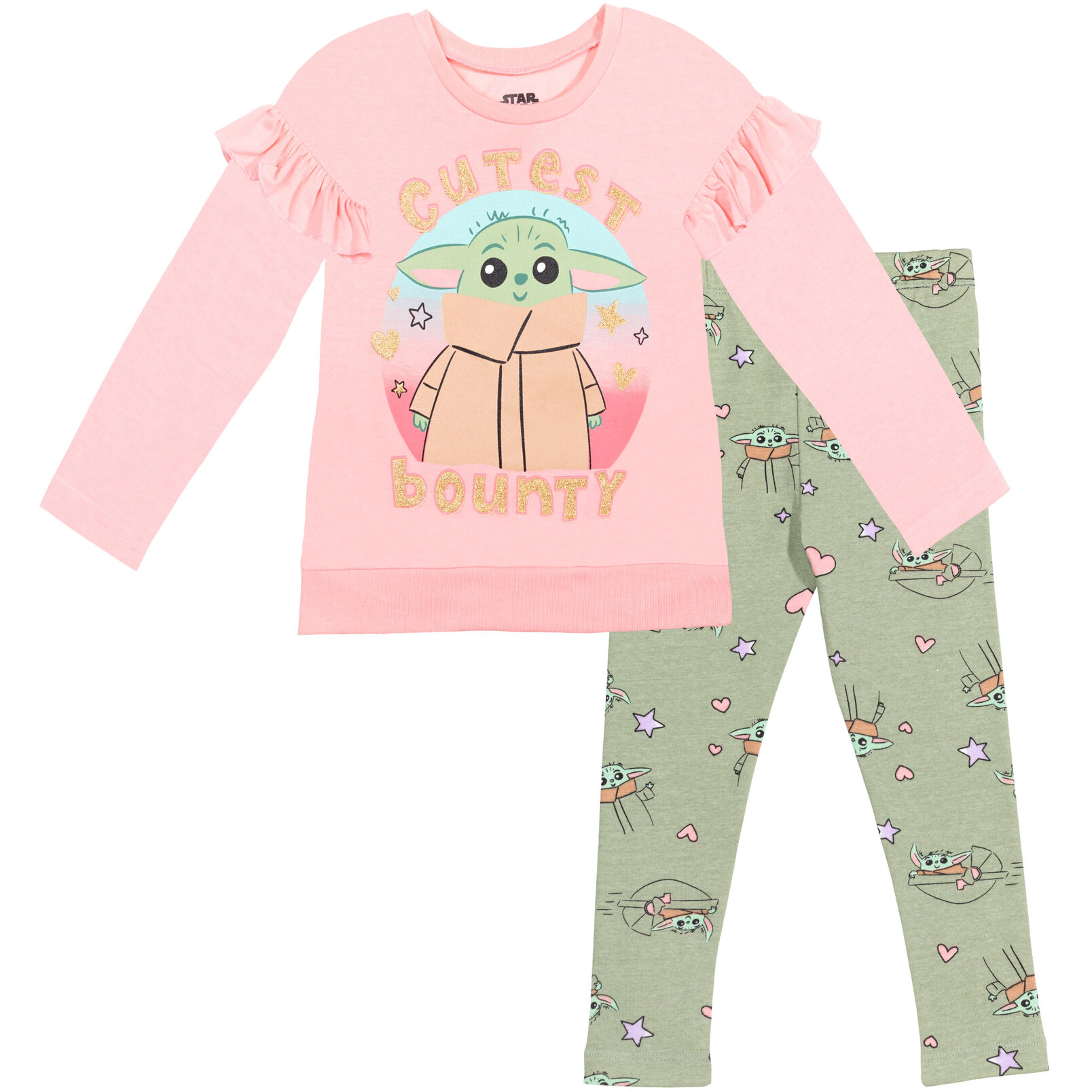 Star Wars The Mandalorian Grogu Girls' 2-Piece Long Sleeve Tee and Leggings Set