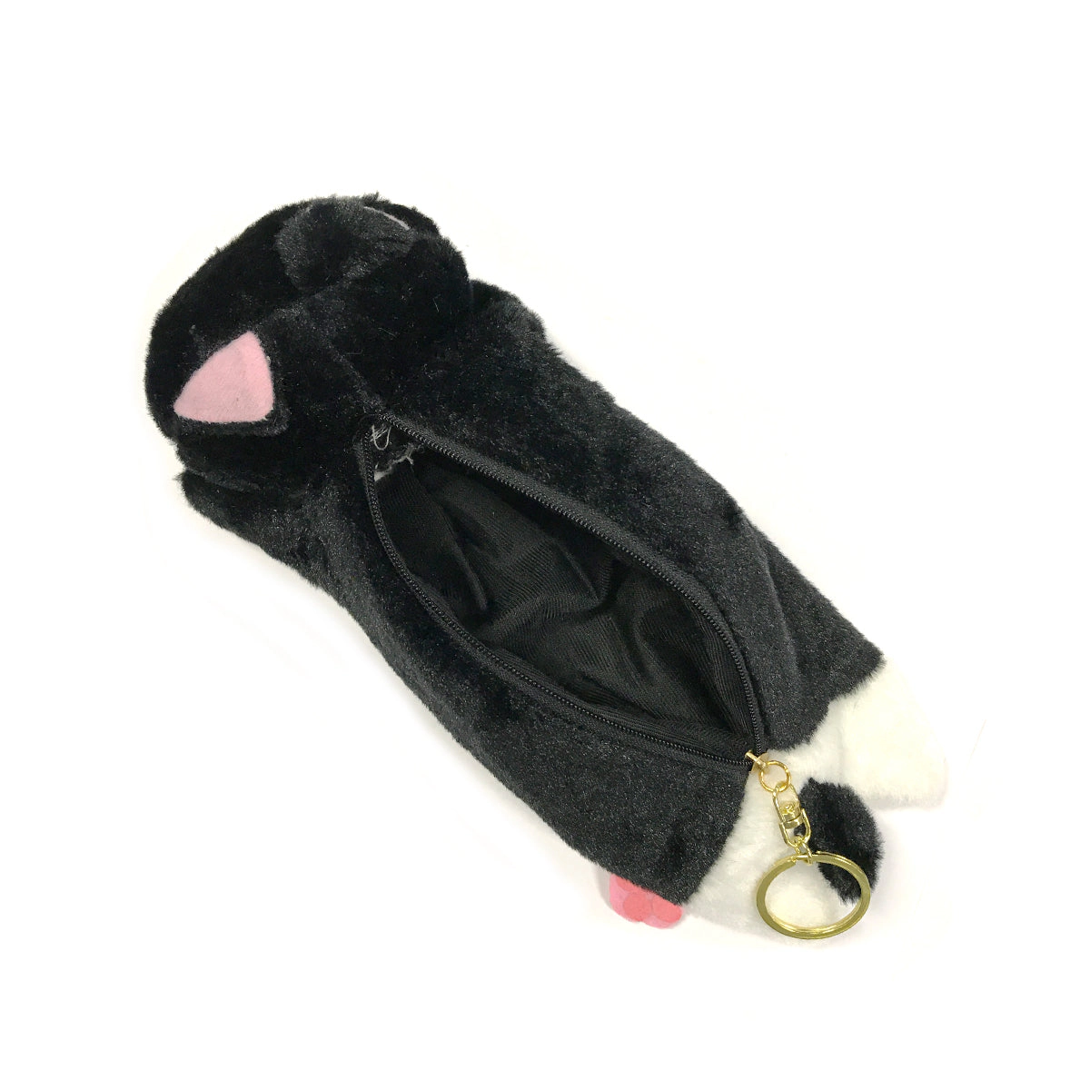 Wrapables Plush Cat Pencil Pouch, Black and White