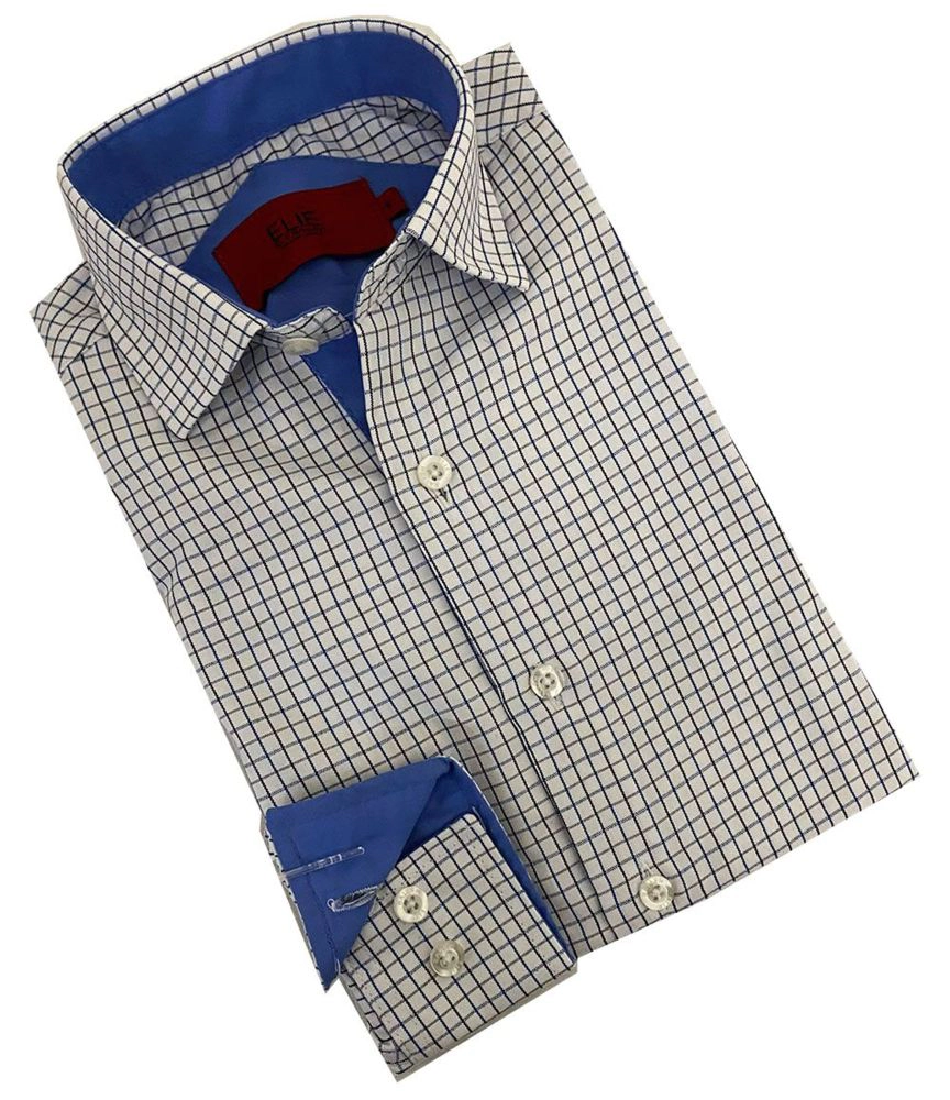 Elie Balleh Boys Slim Fit Plaid Button Down Shirt
