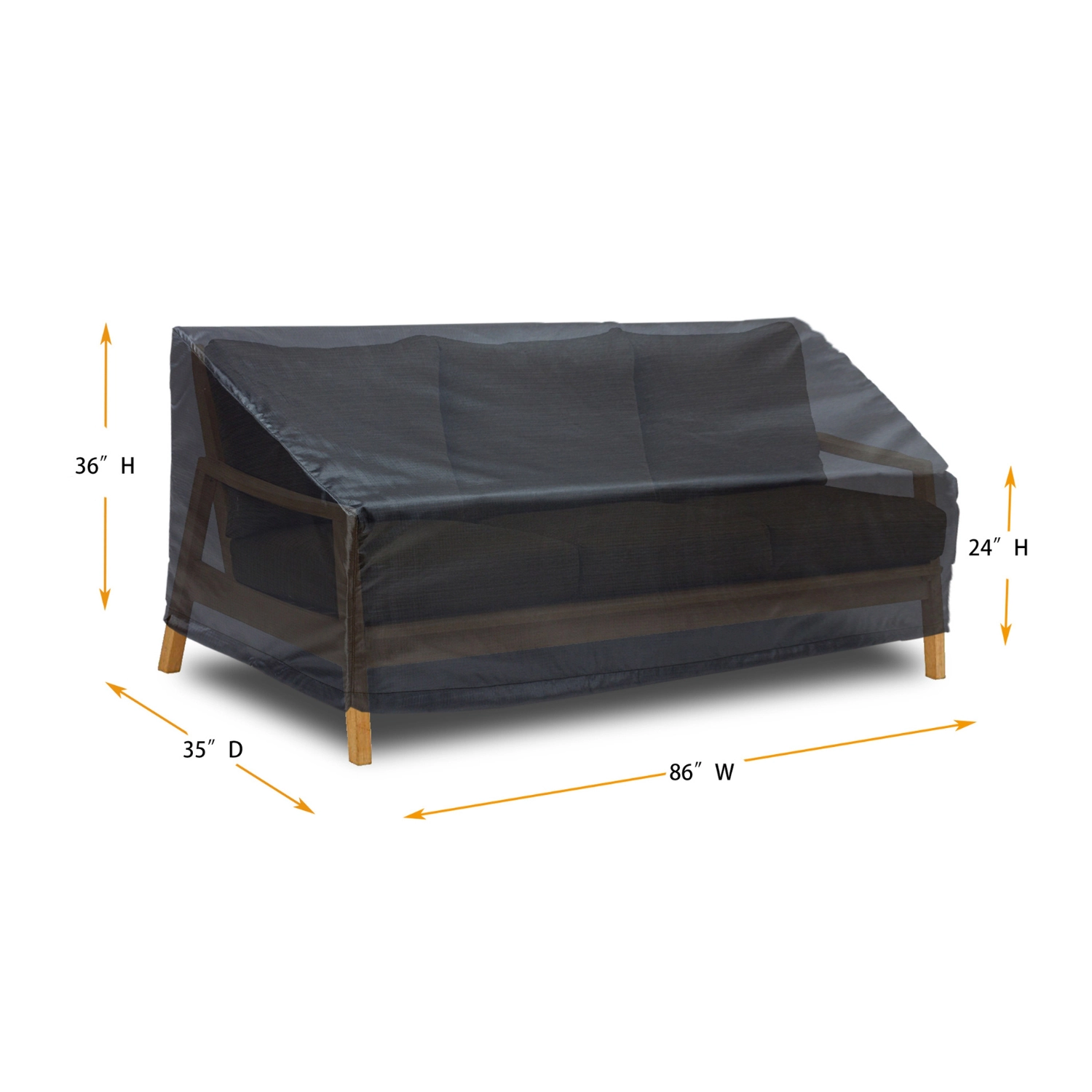 Summerset Shield Gold 2-Layer Polyester Fabric Outdoor Sofa Cover - 86x35", Charcoal Grey