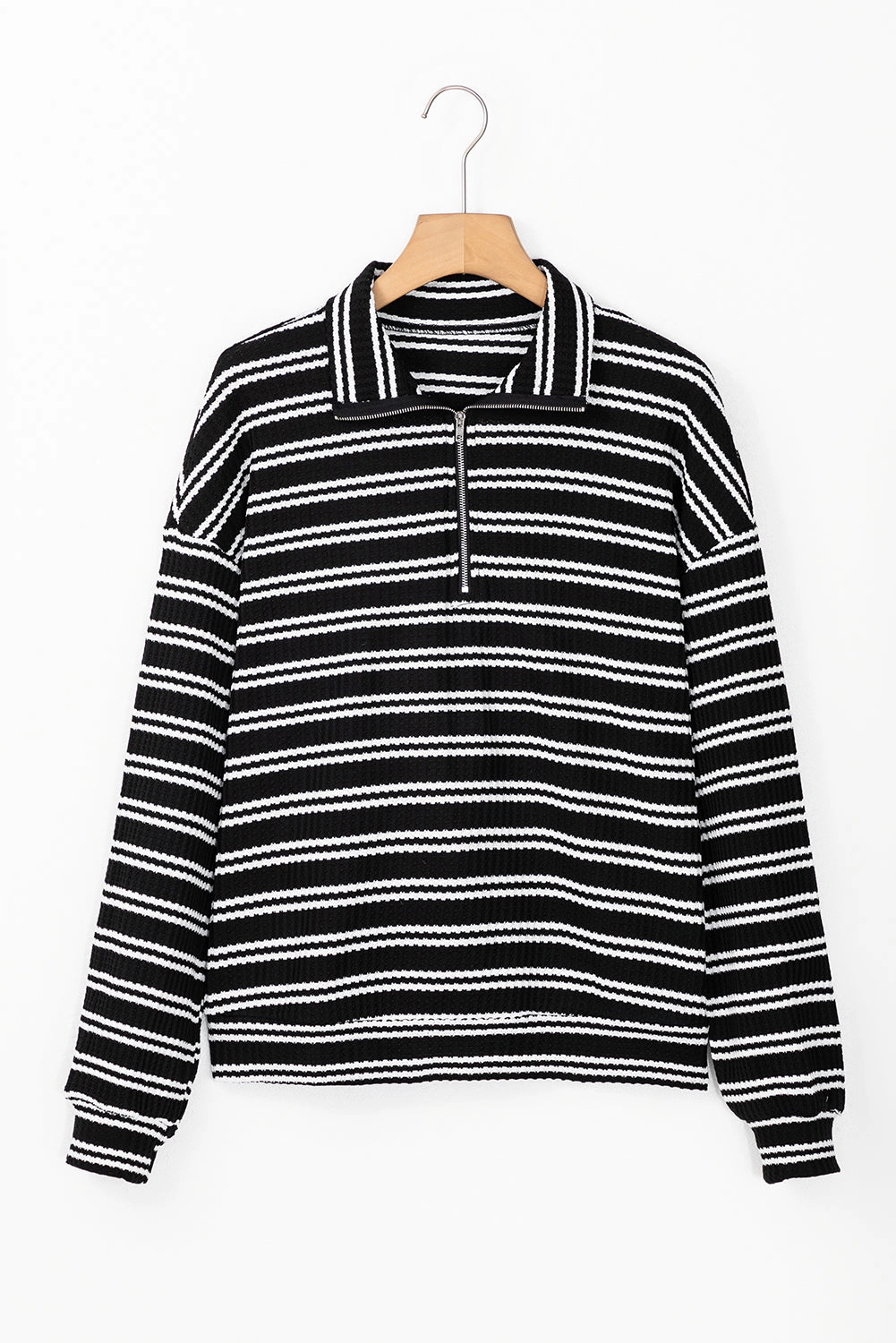 Threaded Pear Carol Zip Collar Long Sleeve Top