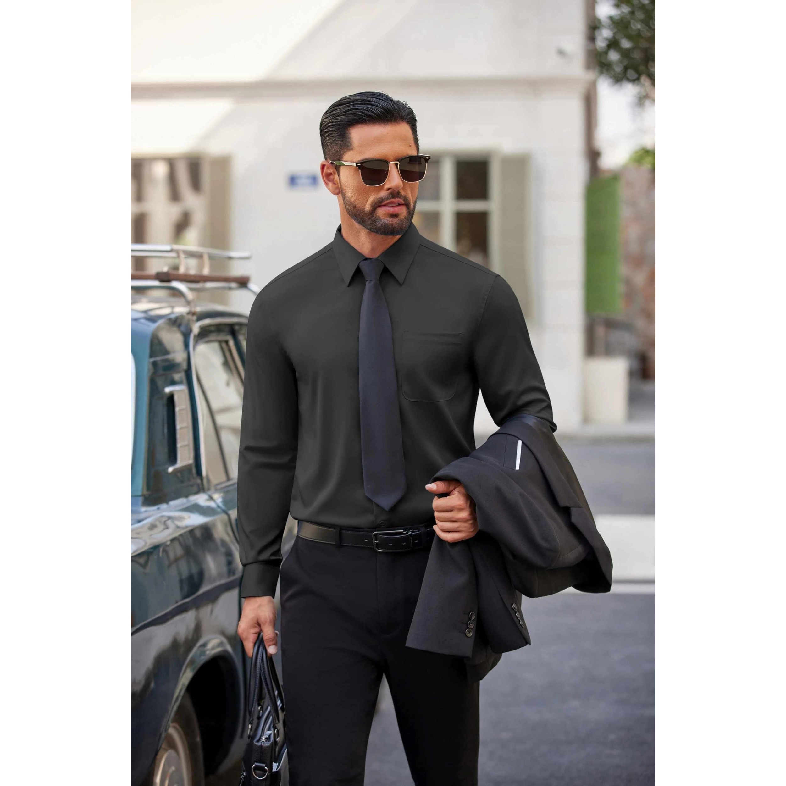 COOFANDY Men's Regular Fit Long Sleeve Collar Neck Dress Shirt