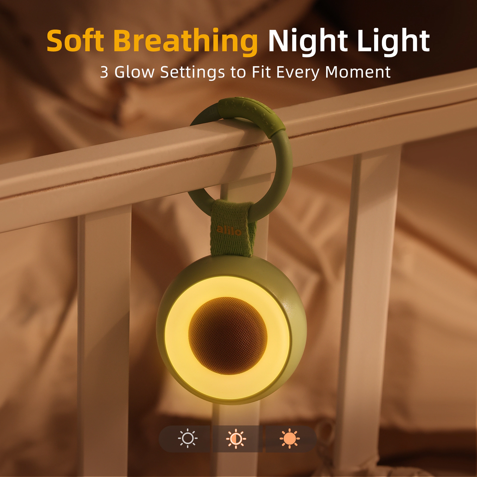 Alilo Pocket Soother Portable Baby Sound Machine with 30 Soothing Sounds, Nightlight & Sleep Timer