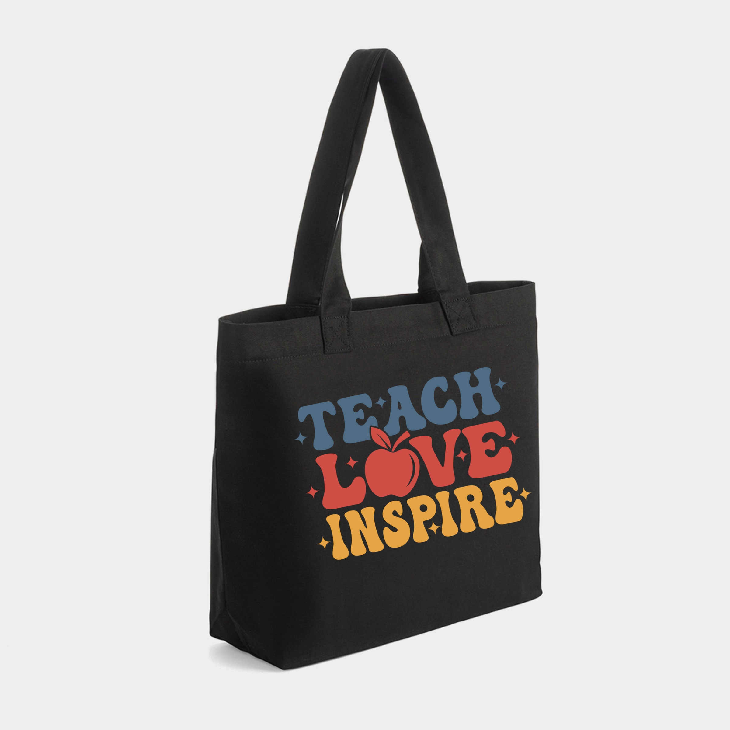 Simply Sage Market - Zippered Canvas Tote Teach Love Inspire Apple