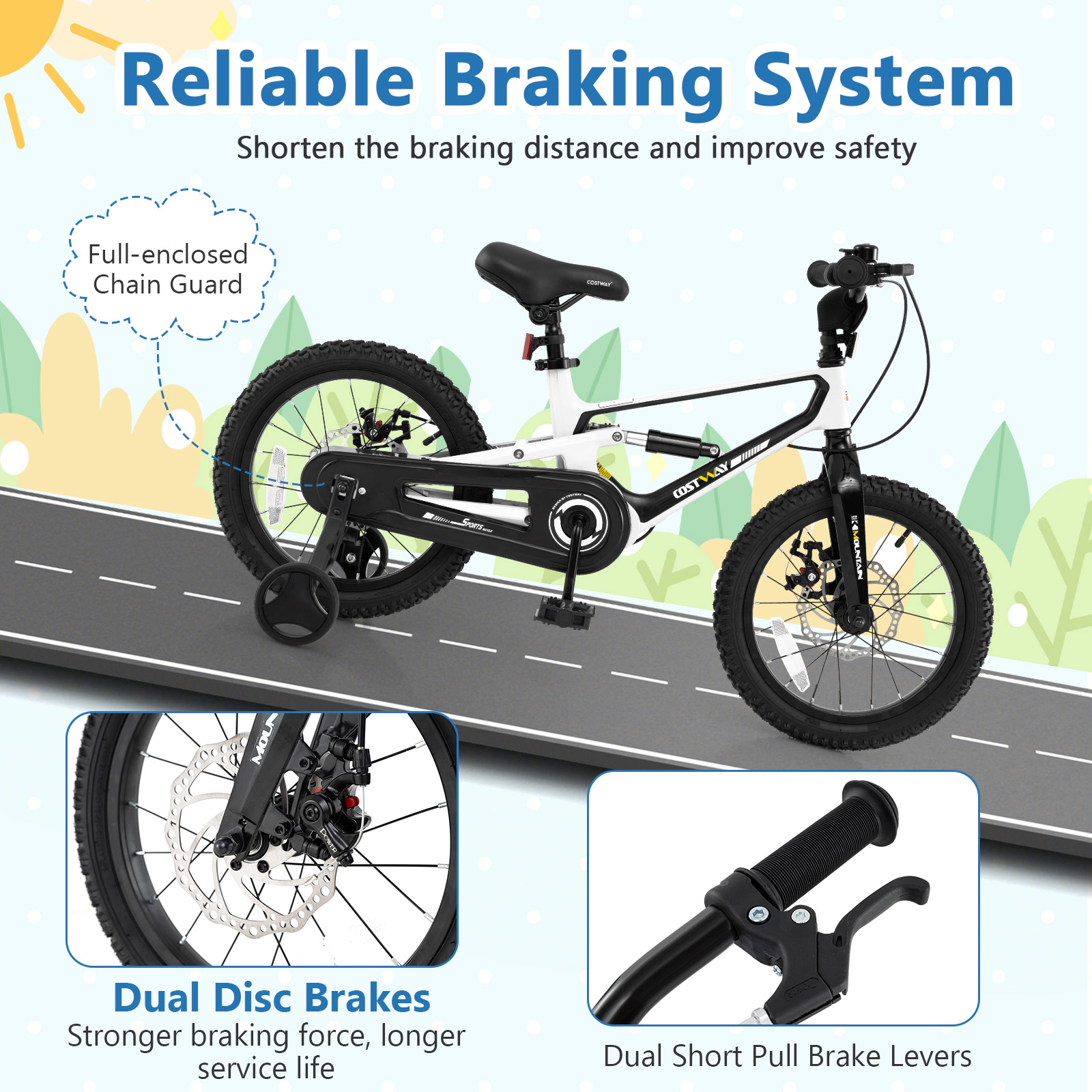 LJG 16 Inch Kids Bike Magnesium Alloy Bicycle Adjustable for Aged 4 to 7-16 Inches