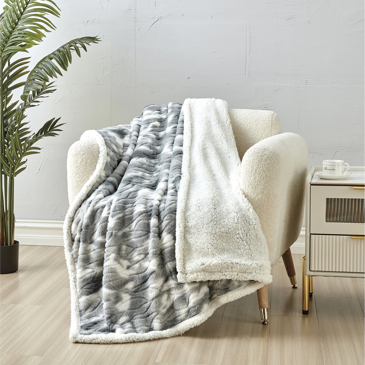 Plazatex Alaska Sherpa Decorative Super Soft Throw Blanket for Sleep/Decor 2 Pack 50" x 60" Grey