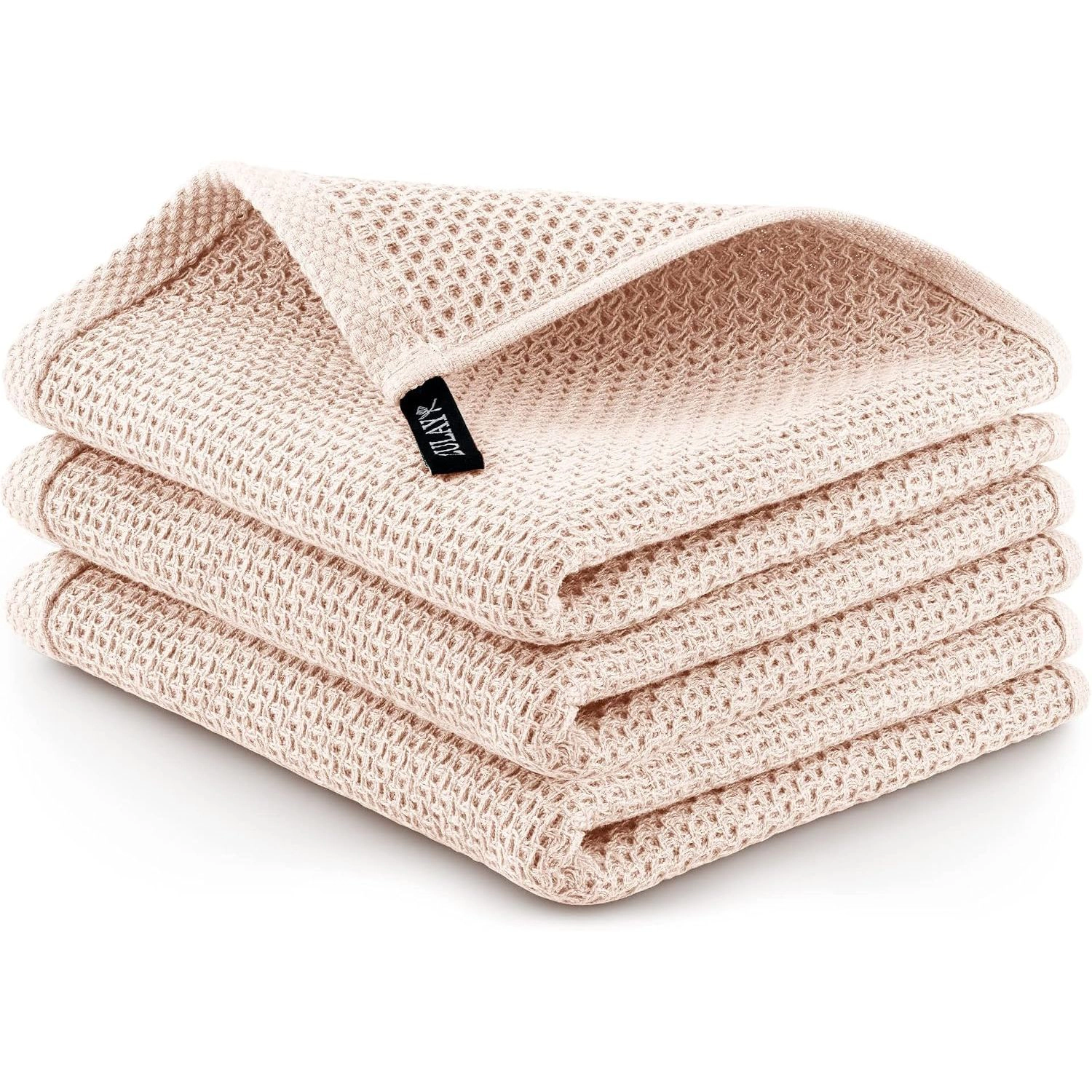 Zulay Kitchen Reusable Towels 3 Pack 100% Cotton Waffle Weave - 12x12” Super Absorbent Dish