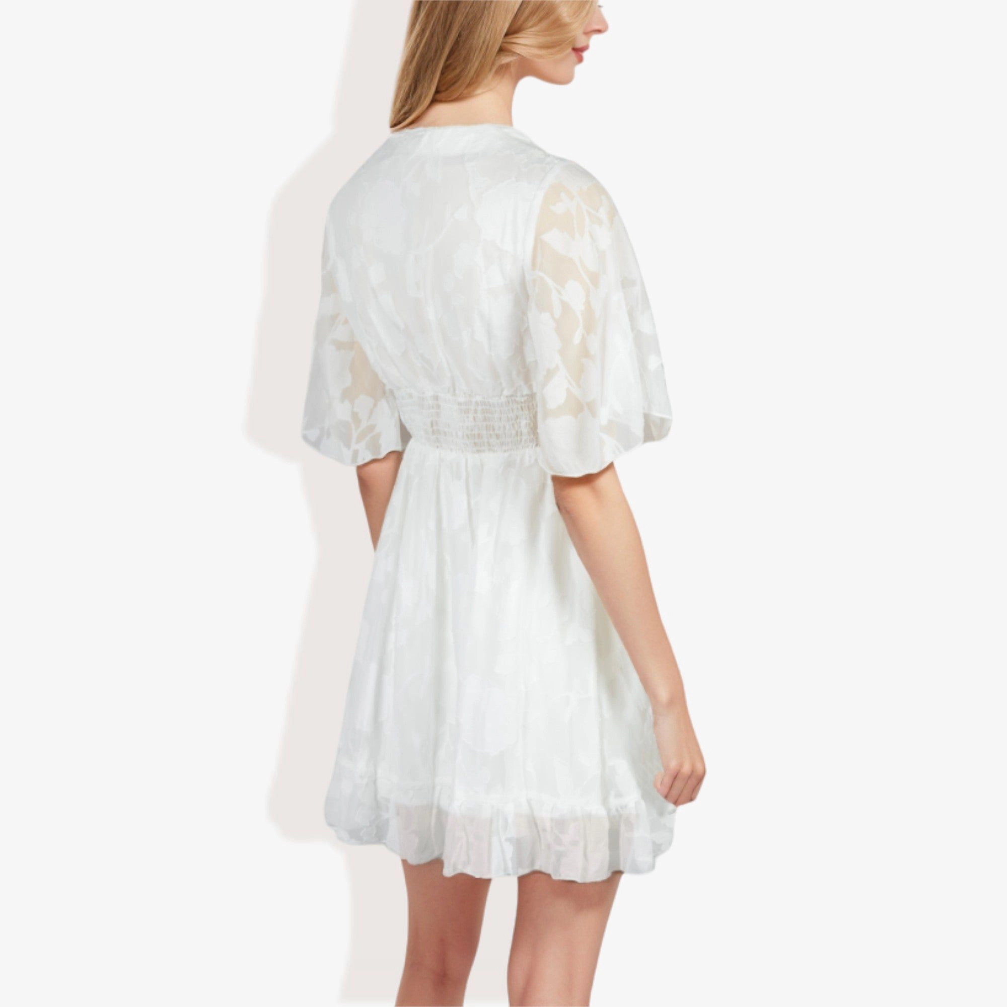 Anna-Kaci Women's V-Neck Short Sleeve Lace Mini Dress