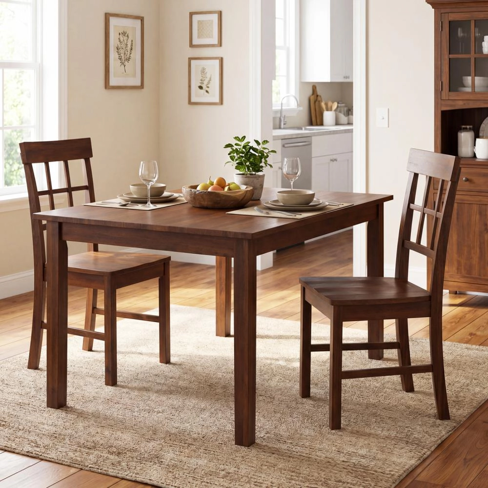 Hivvago Rubber Wood Dining Chairs Set Of 2 With High Backrests