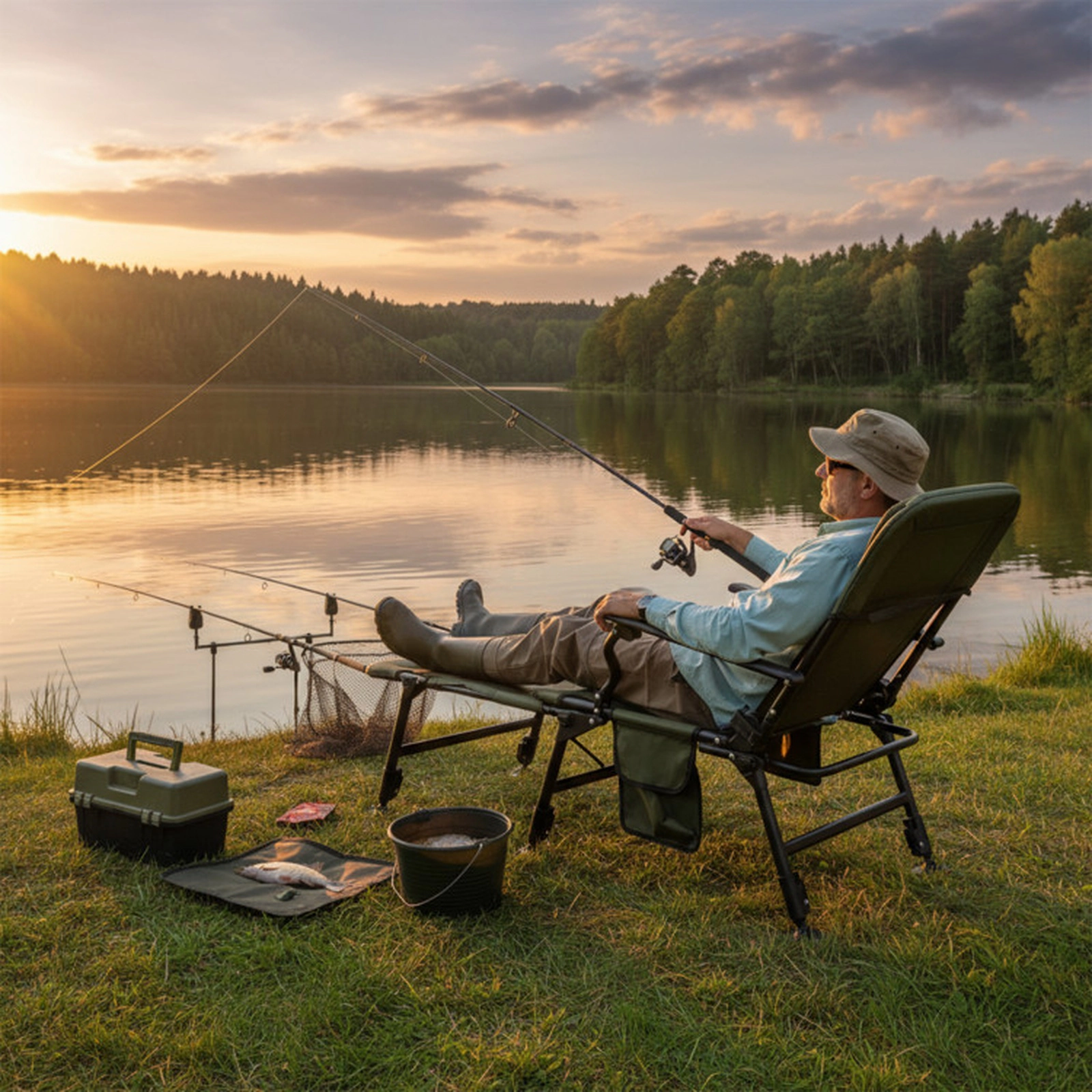 SUGIFT Green Oversized Folding Fishing Chair with Detachable Footrest 24-in W 46-in D 330-lb Chair Capacity