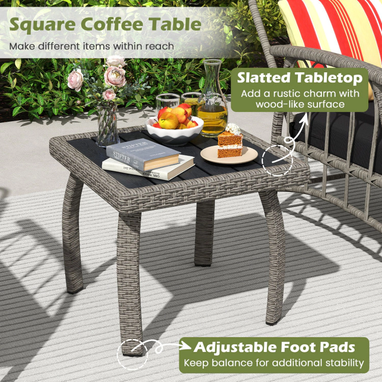 Hivvago 3 Pieces Patio Pe Wicker Furniture Set With 5-Level Adjustable Backrest-Gray
