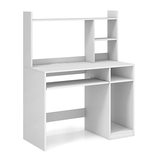 LJG Home Office Computer Desk with Bookcase Keyboard Tray and CPU Stand