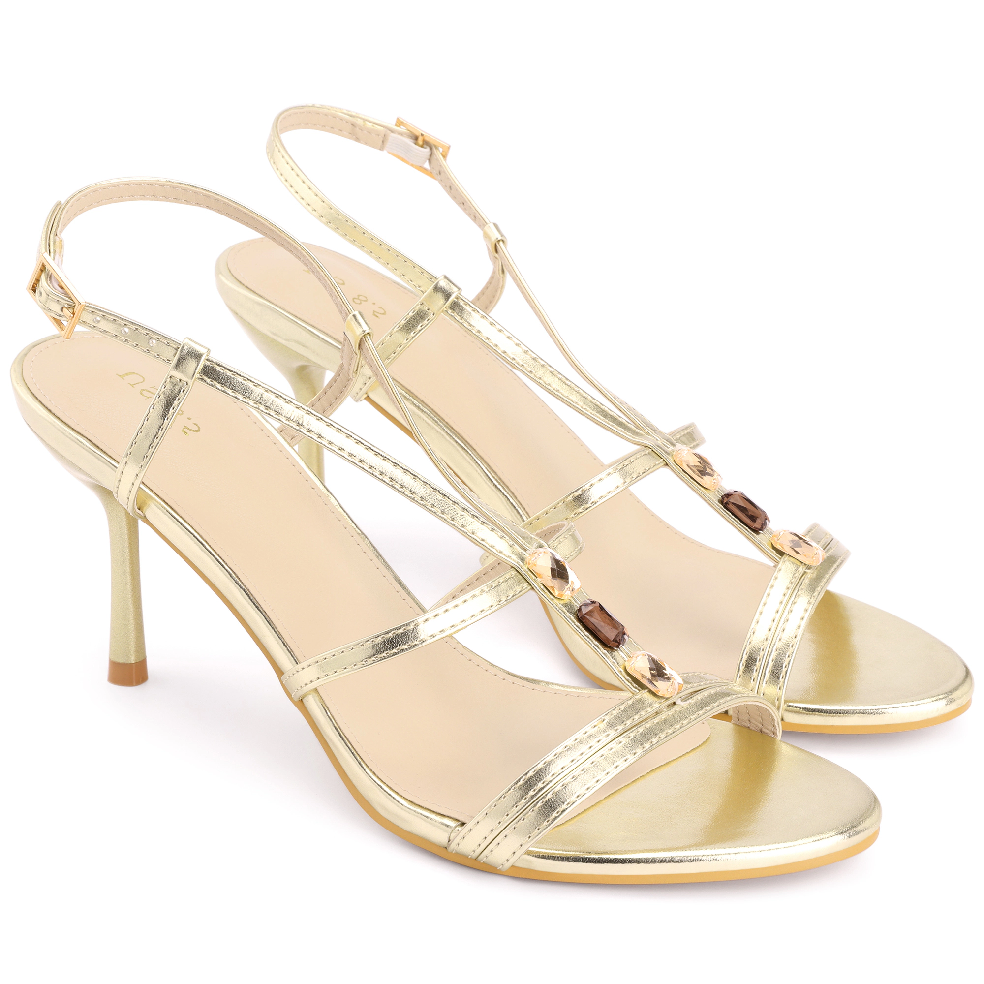 BLISSFUL STEP Women's Perphy Stiletto Heel Strappy Slingback Open Toe Sandals