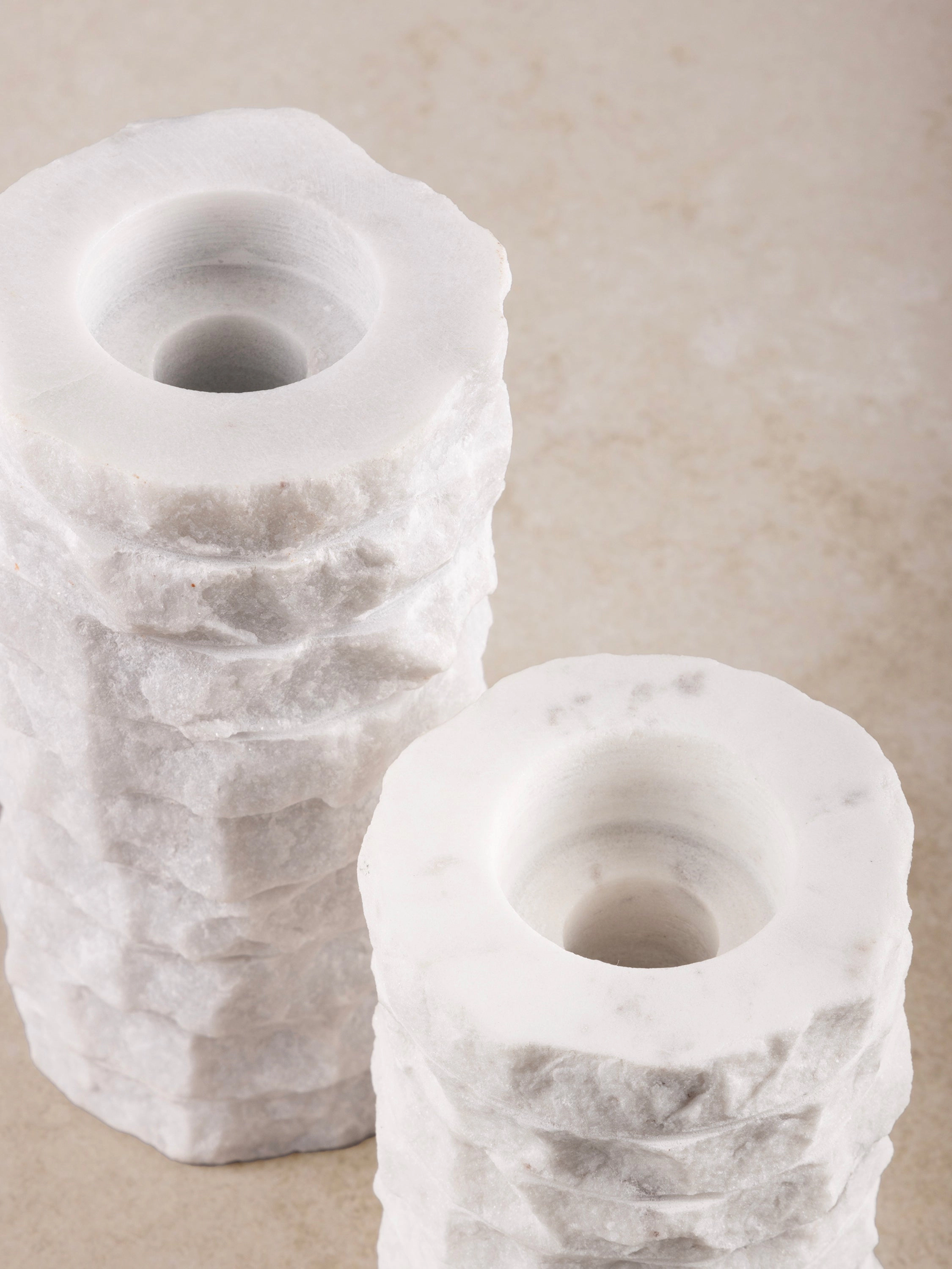 GAURI KOHLI Flores Marble Taper Candle Holders
