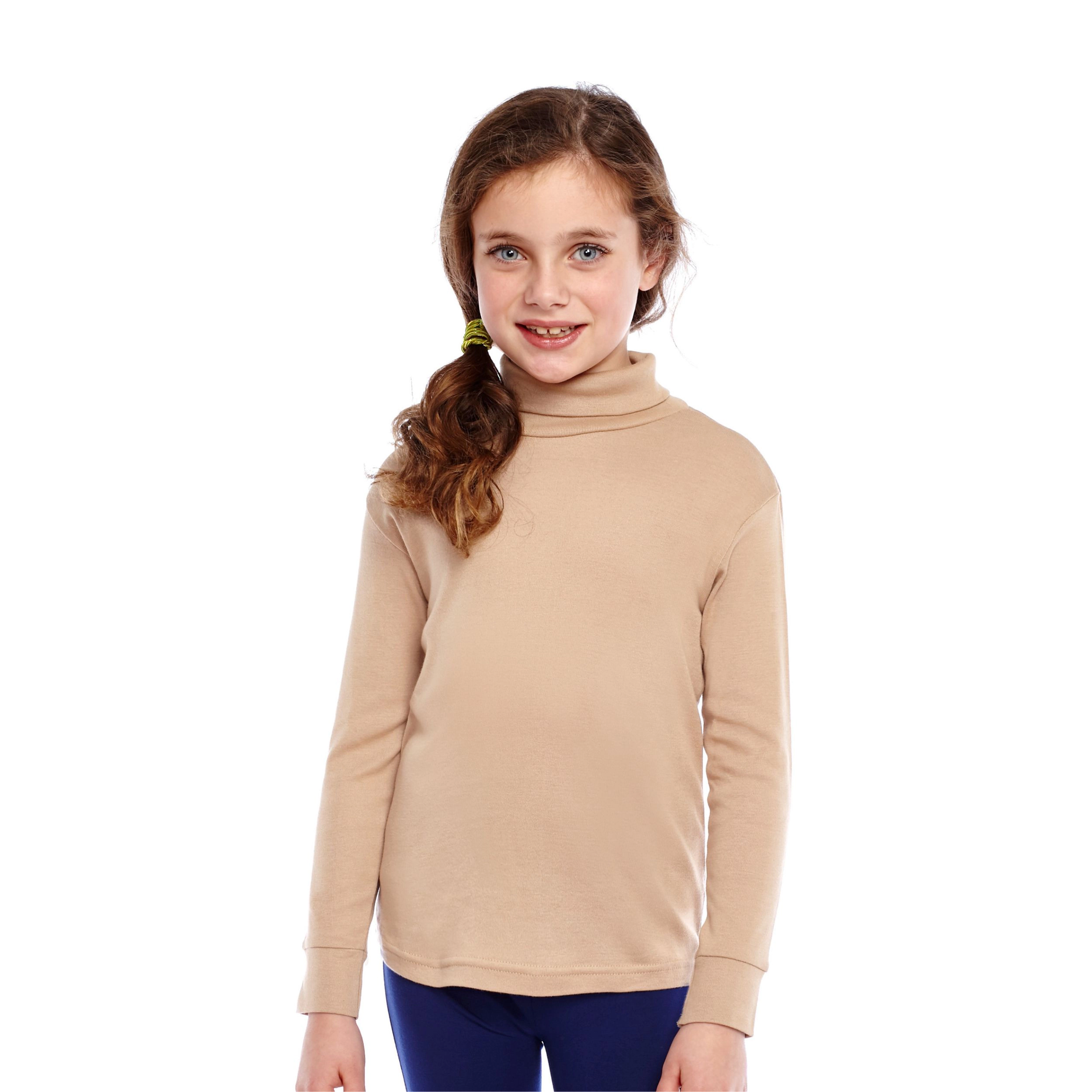 Leveret Toddler/Kids Basics Neutral Solid Cotton Turtleneck