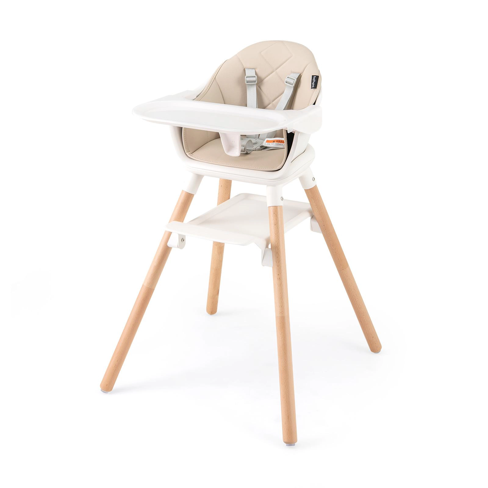SUGIFT Removable Dishwasher Safe Double Tray and Beech Legs 6-in-1 Baby High Chair