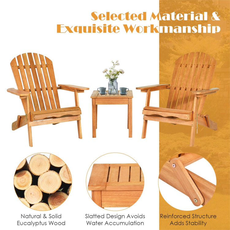 Hivvago 3 Pieces Adirondack Chair Set With Widened Armrest