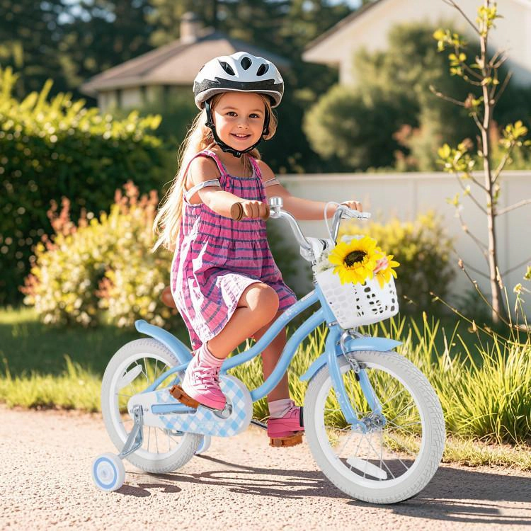 SUGIFT Light Blue Adjustable Handlebar Seat and Storage Basket Kids Bike