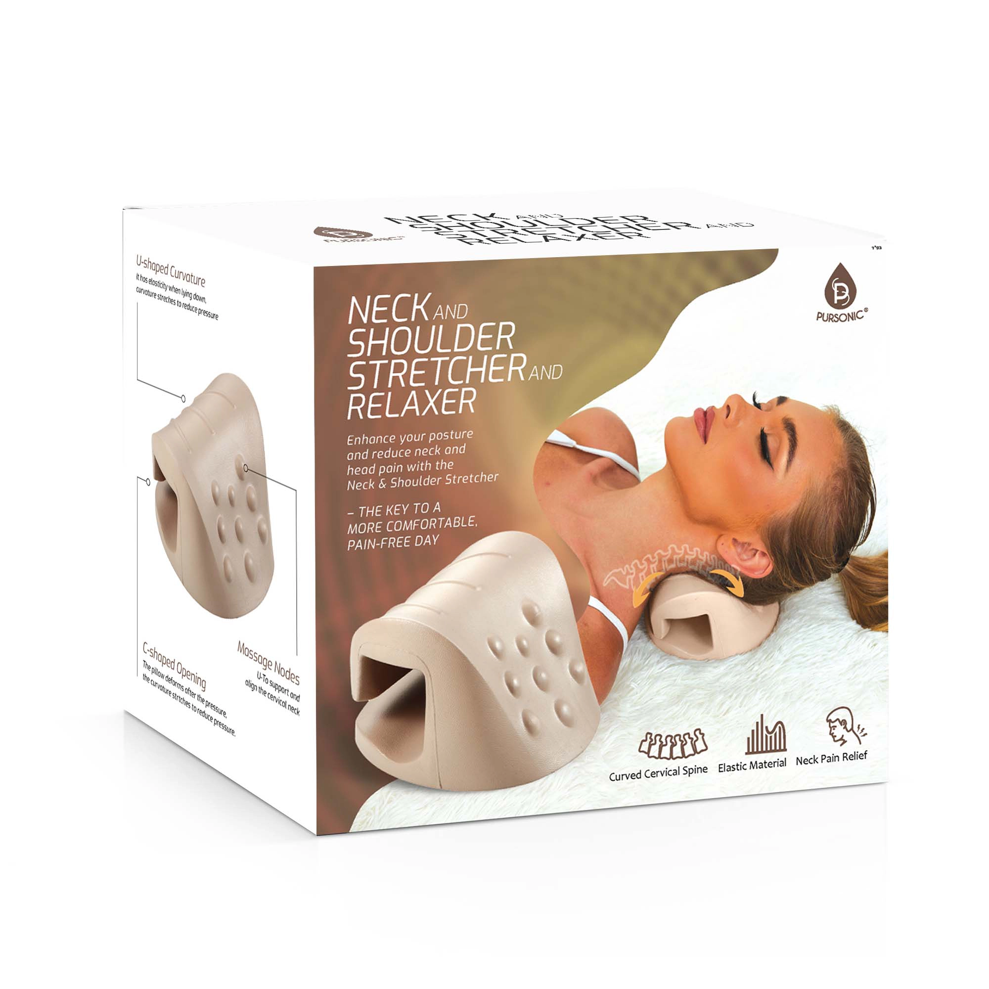 Pursonic Unisex Neck & Shoulder Pain Relief Stretcher – Cervical Traction Relaxer Pillow