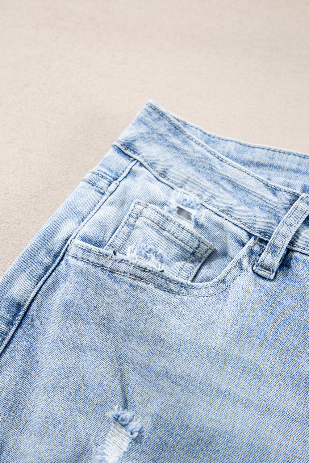 Threaded Pear Women's Saige Wash Distressed Straight Jeans
