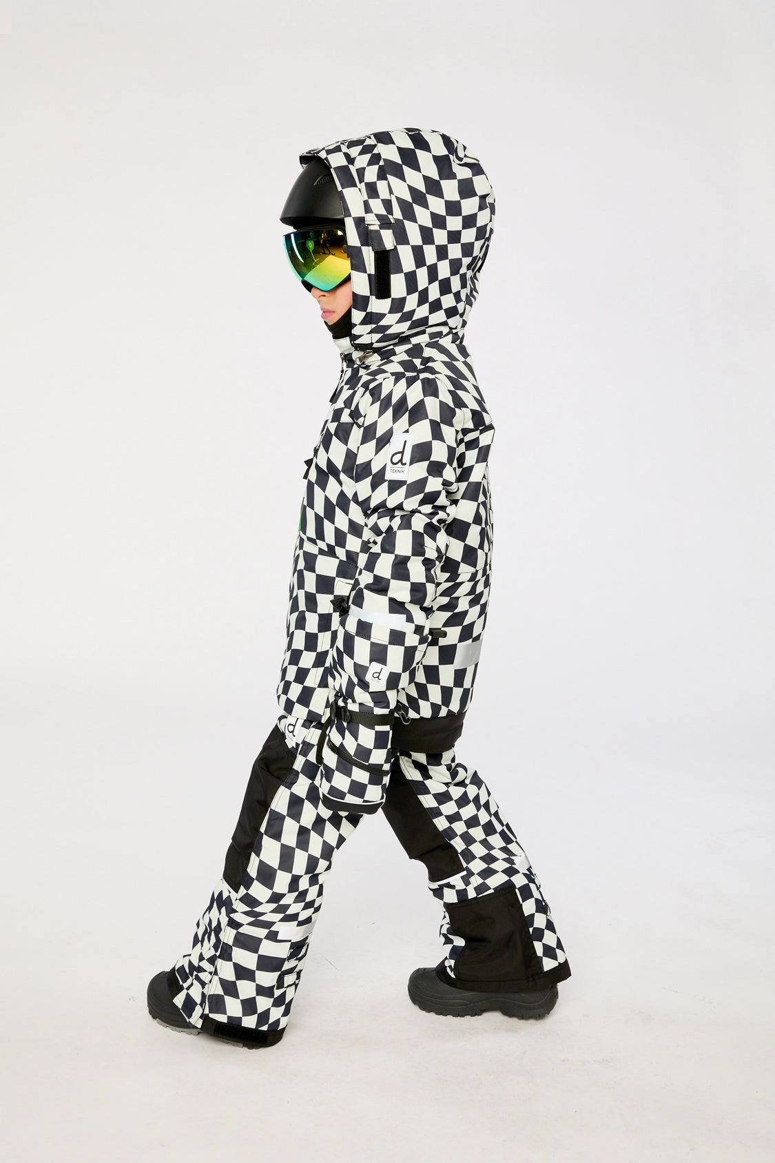 Deux par Boys Two Piece Teknik Checkered Print Snowsuit with Hooded Jacket and Snow Pants