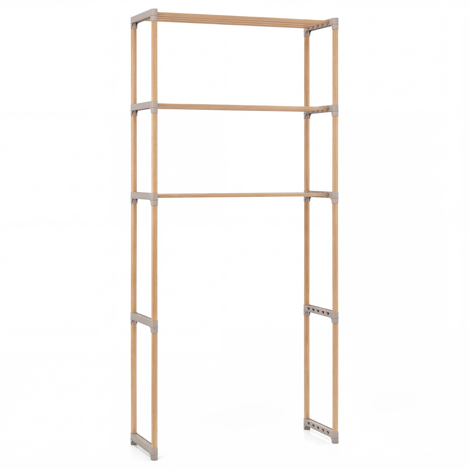 SUGIFT 3-Tier Over The Toilet Storage Rack with Open Shelves 58.5-in Tall 55-lb Shelf Capacity Natural and Gray