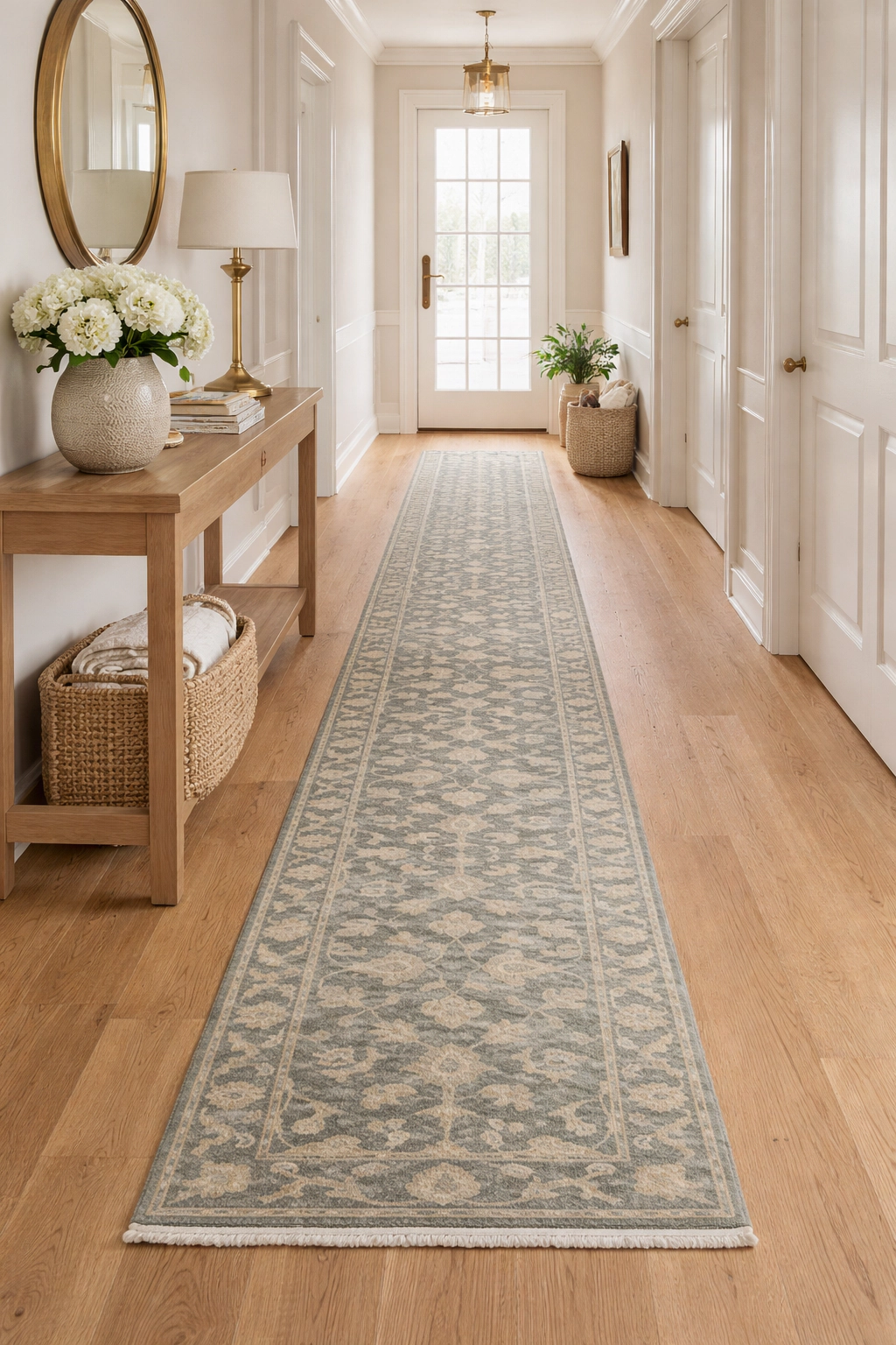 Magic Rugs Muted Dark Slate Floral 2'7X14 Transitional Oriental Runner Rug