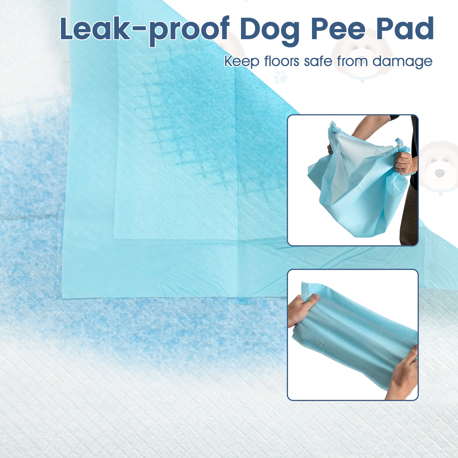 SUGIFT 150-Count 24 x 36-in Extra Large 5-Layer Leak-Proof Disposable Dog Pee Pads Puppy Training Pads