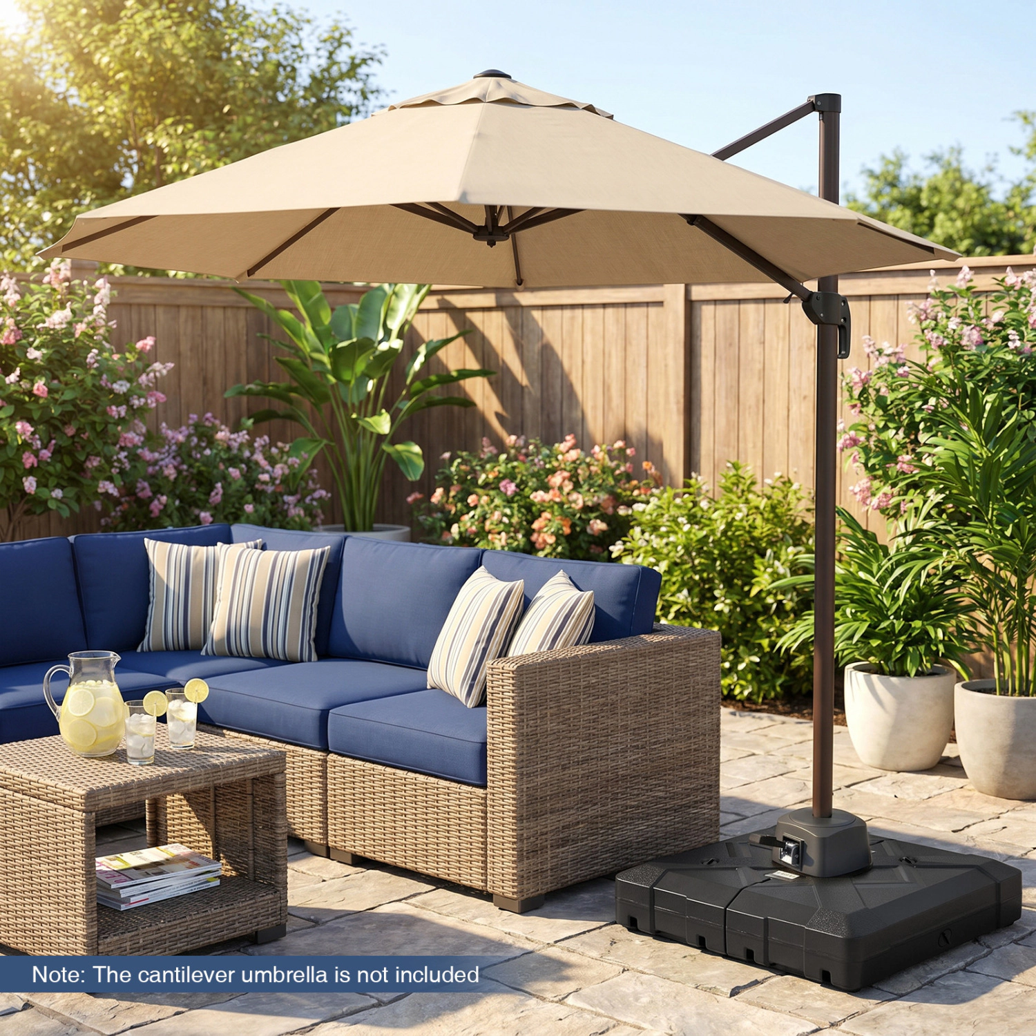 Slickblue Outdoor Umbrella Base with Wheels Fillable Water Sand 220–348 lbs Support Cantilever Stand