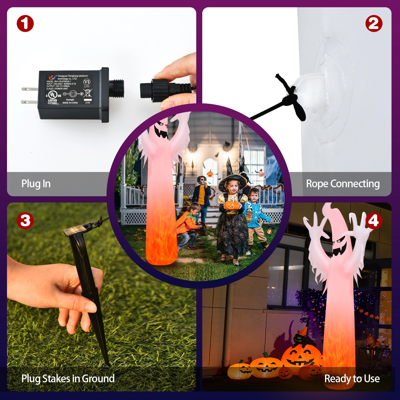 LJG 12 Feet Halloween Inflatable Decoration with Built-in LED Lights