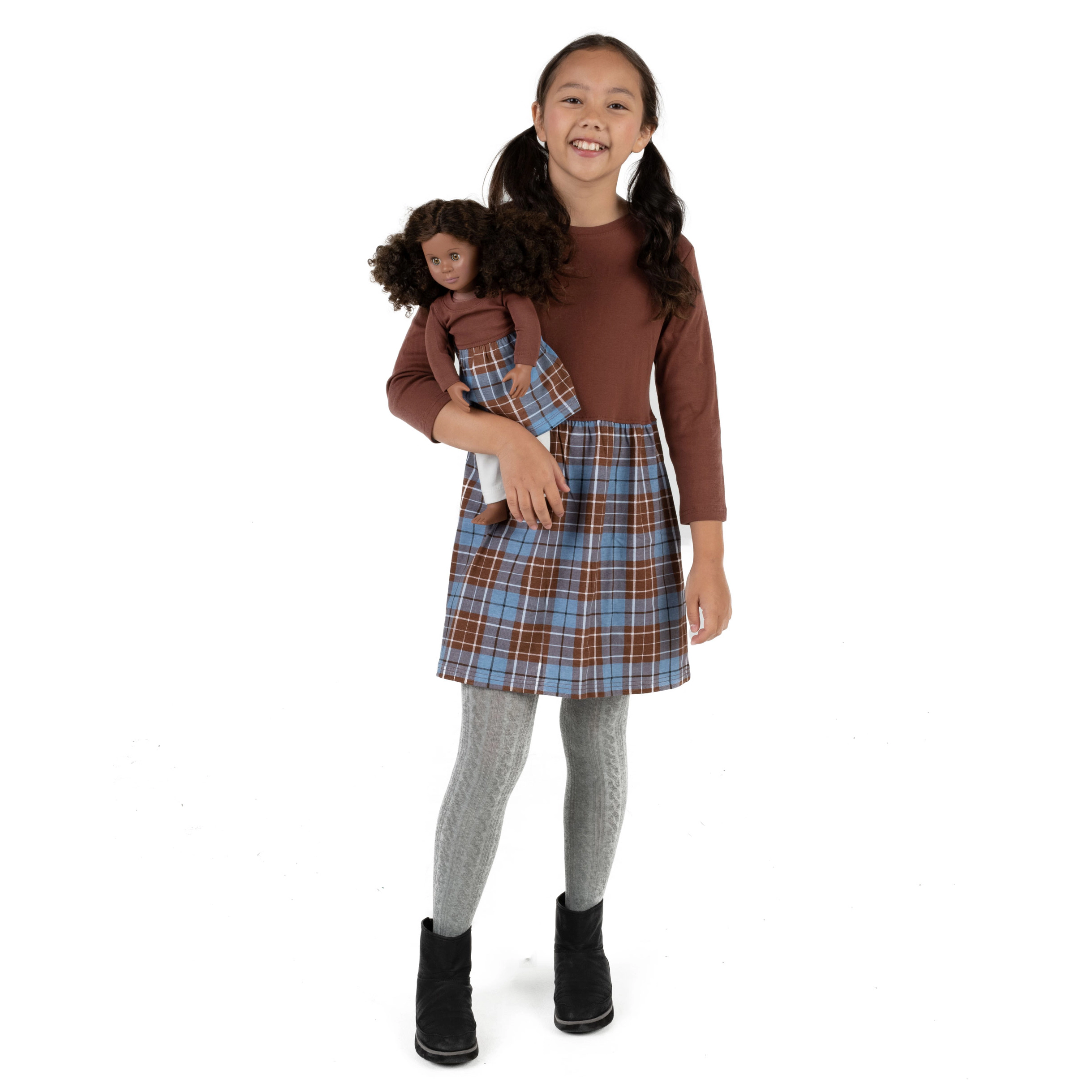 Leveret Girl & Doll Matching Plaid Cotton Skirt Dress