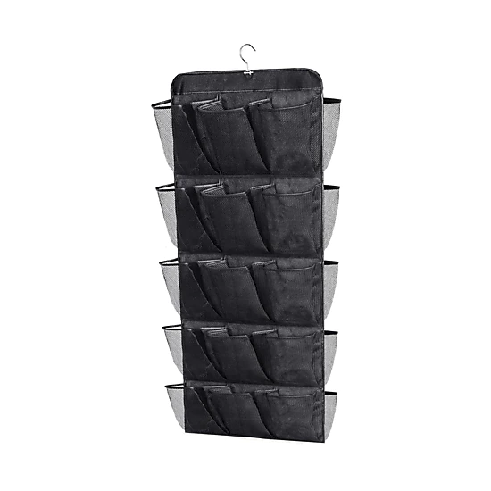 Stock Preferred 30 Pocket Dual Sided Hanging Shoe Organizer with Rotating Hanger