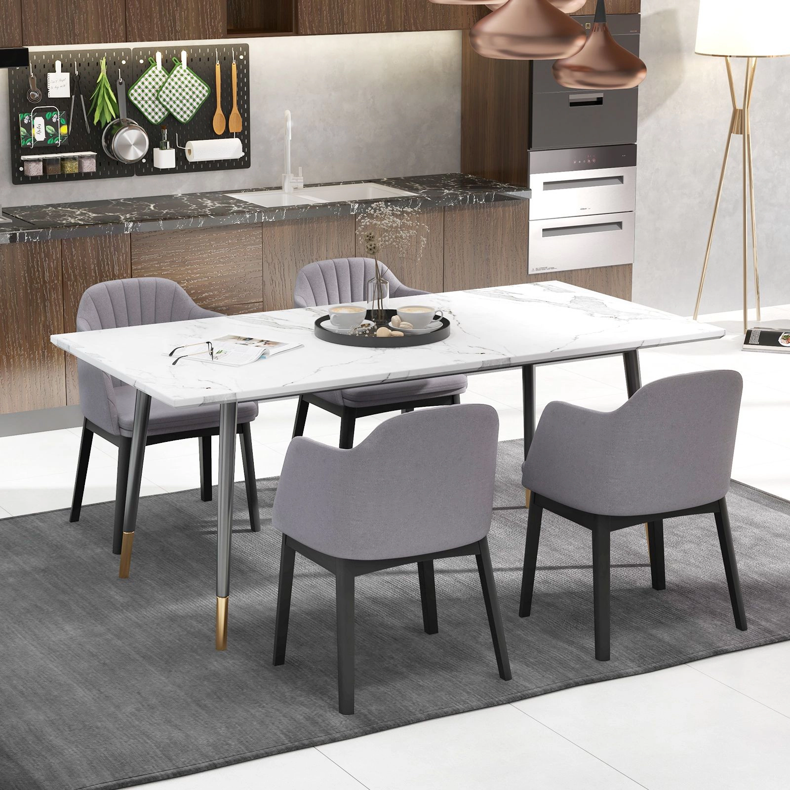 SlickBlue Velvet Upholstered Dining Chairs with Armrests Set of 2
