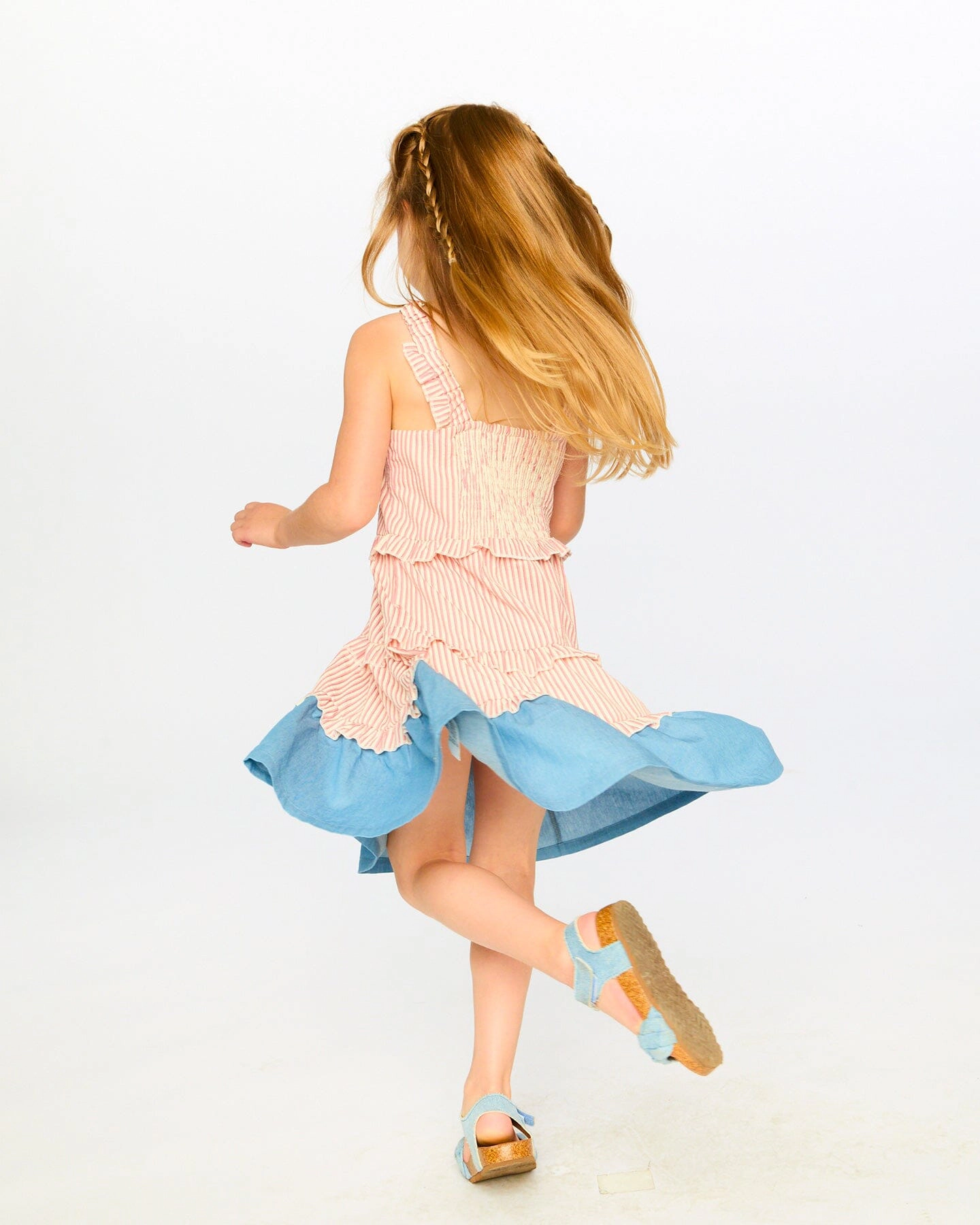 Deux par Girls Poplin and Chambray Dress Stripes