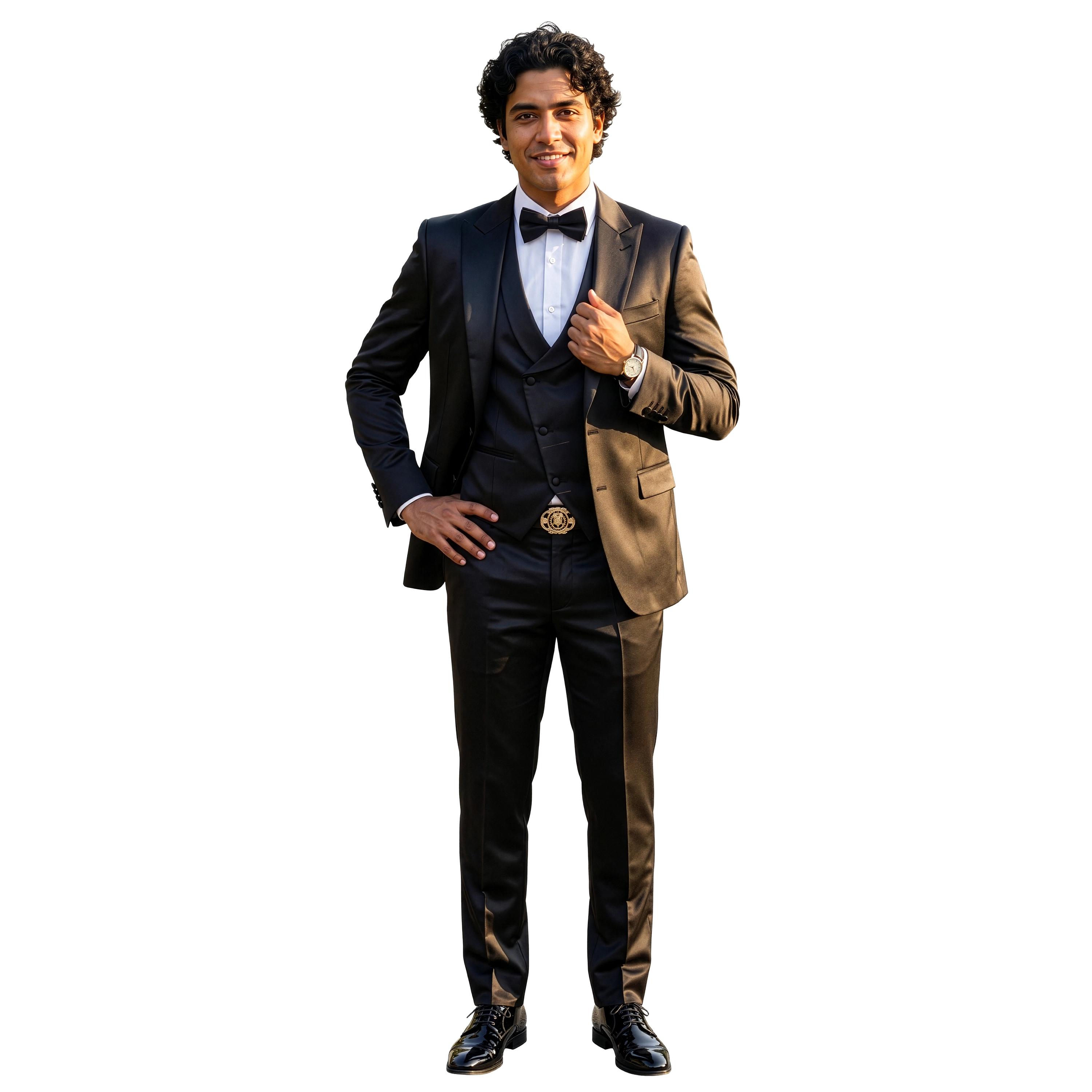 Tazzio Men’s Skinny Fit 3-Piece Satin Suit Set, Shawl Collar on Vest