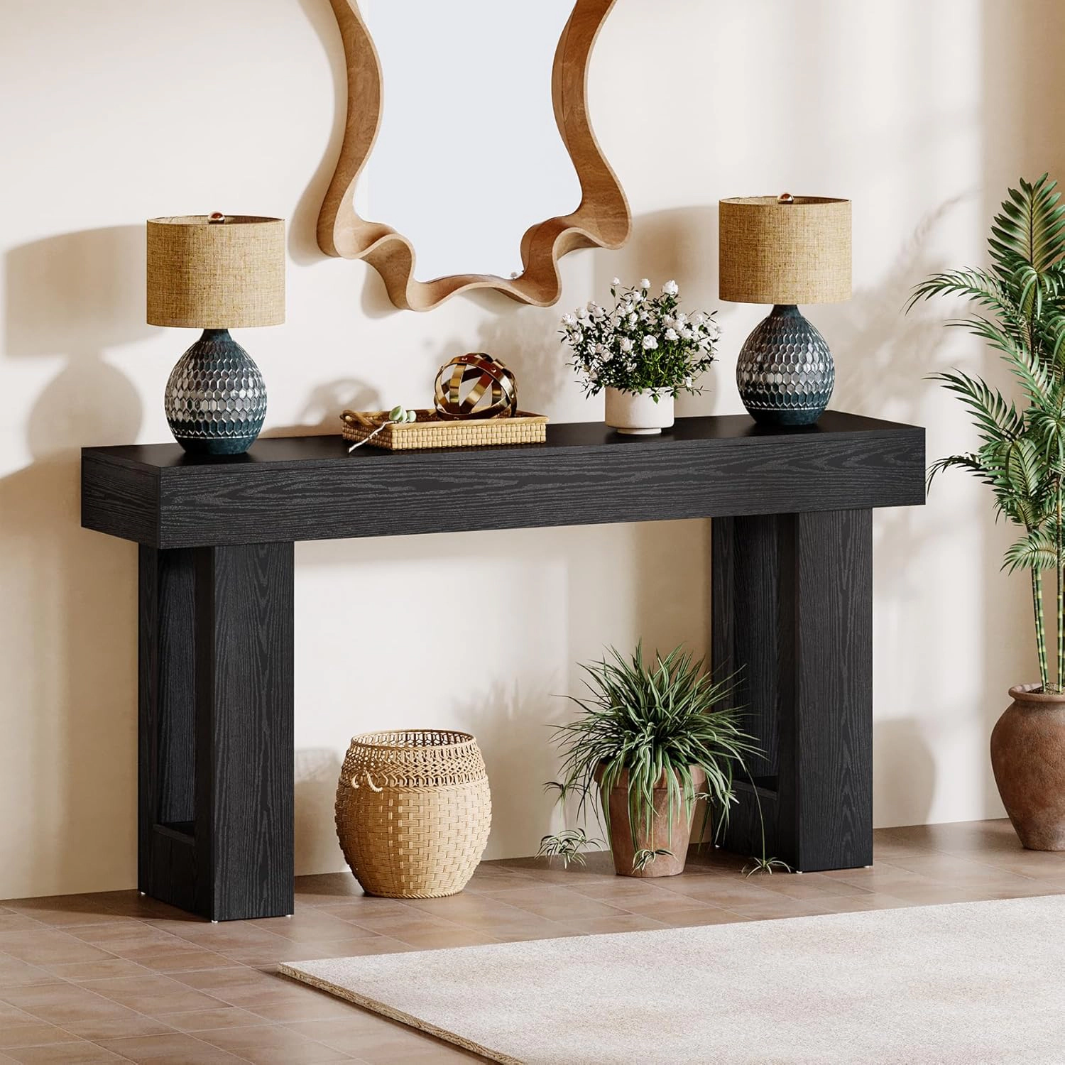 Tribesigns Wooden Sofa Table, 63-Inch Modern Console Table For Living Room