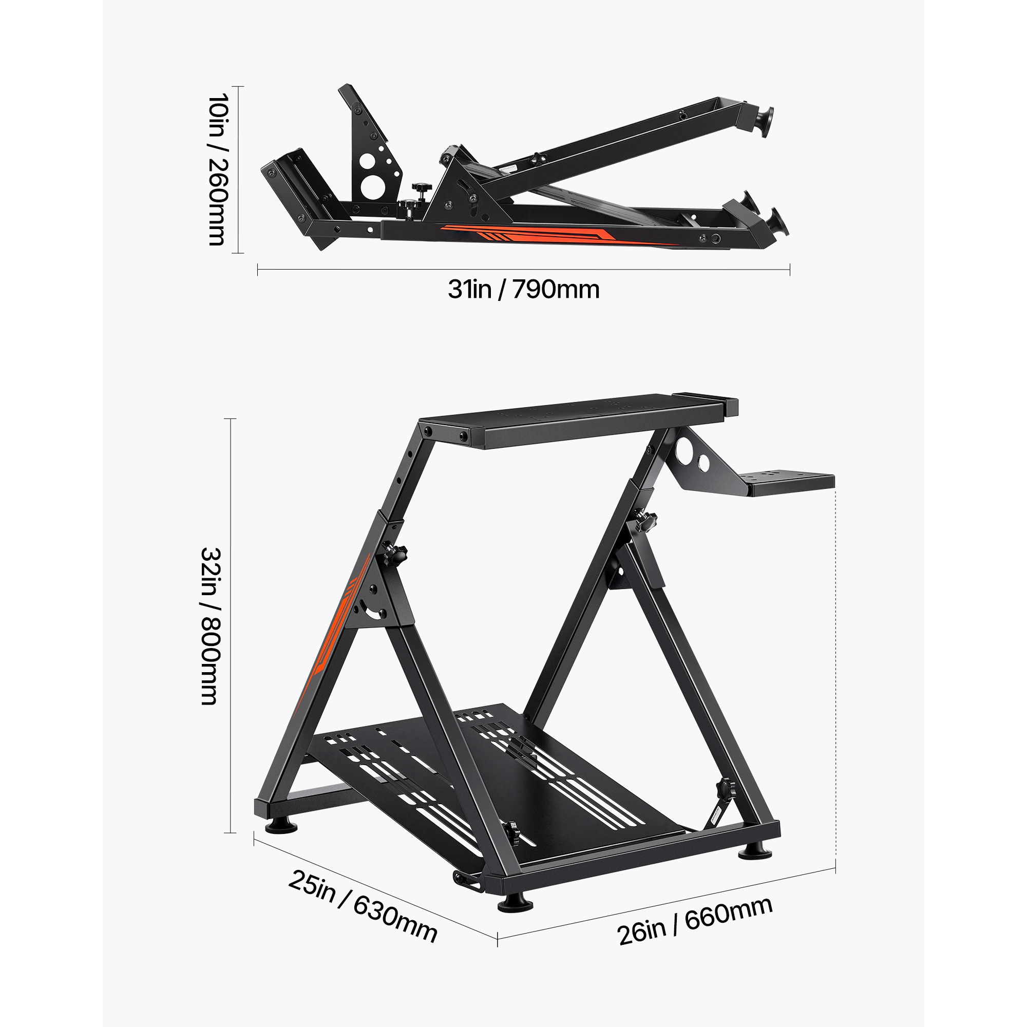 HONGGE Adjustable Foldable Racing Wheel Stand Simulator Cockpit for Logitech Thrustmaster Pedals