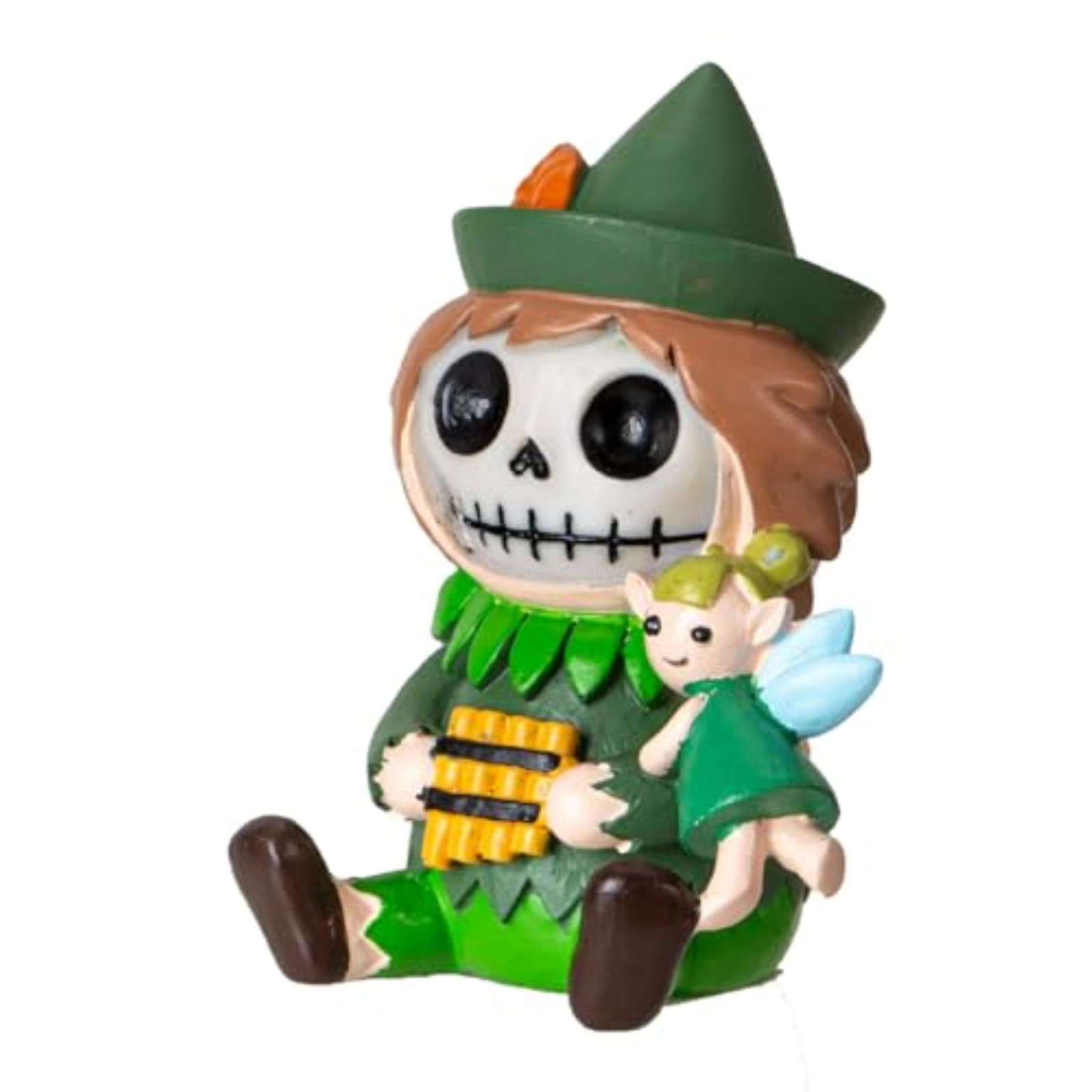 Pacific Giftware Peter Pan Furrybones Figurine Skeleton Figurine in Peter Pan Costume with Tiny Fairy 3.38 Tall